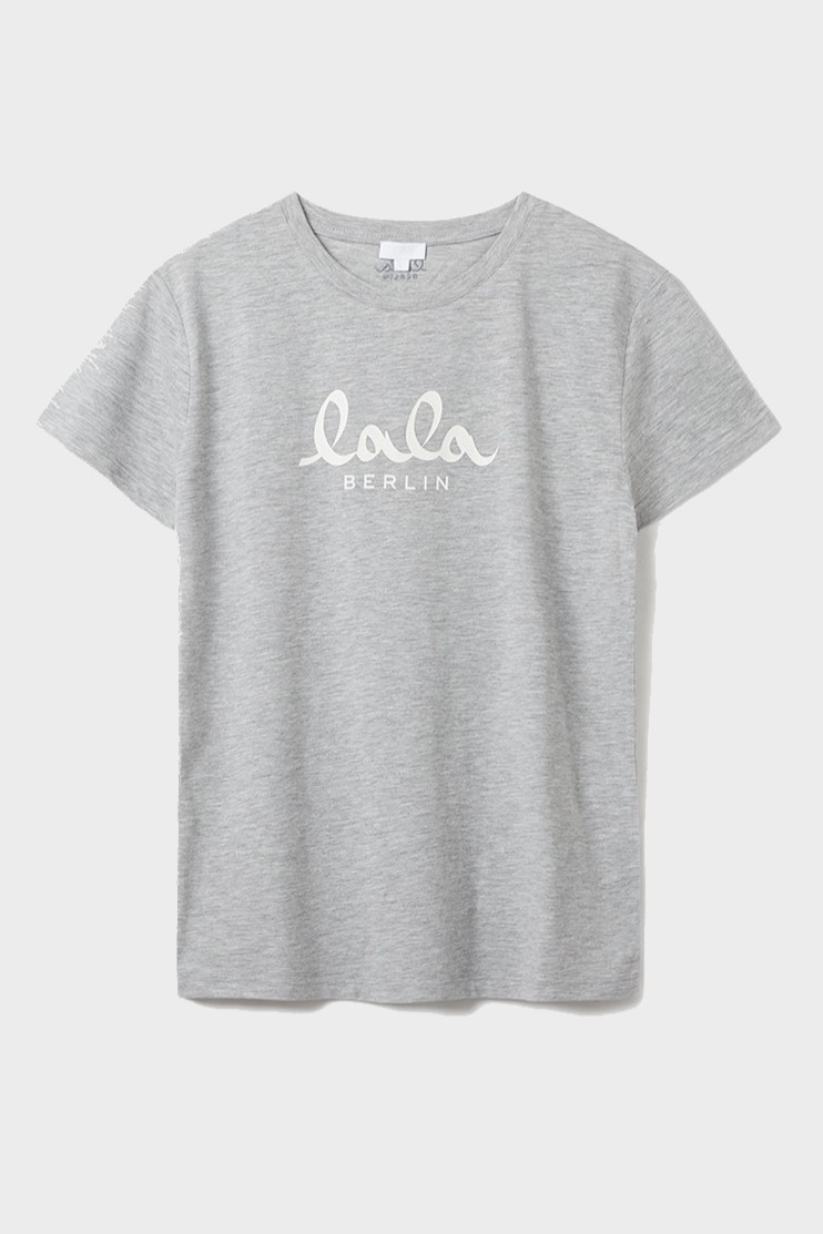 LALA BERLIN Logo T-Shirt in Grey/White XL