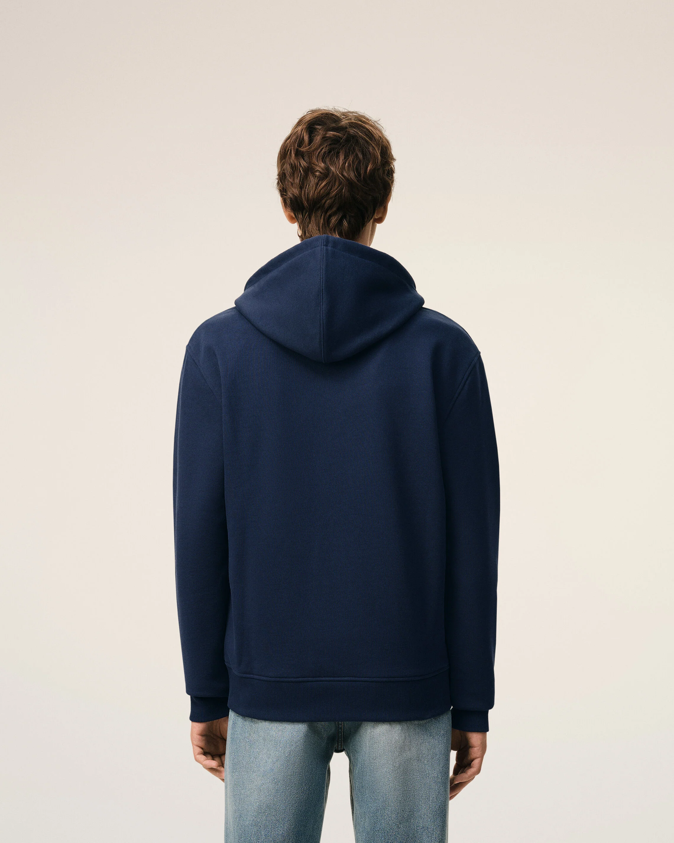 AMI PARIS de Coeur Zip Hoodie in Night Blue / Red