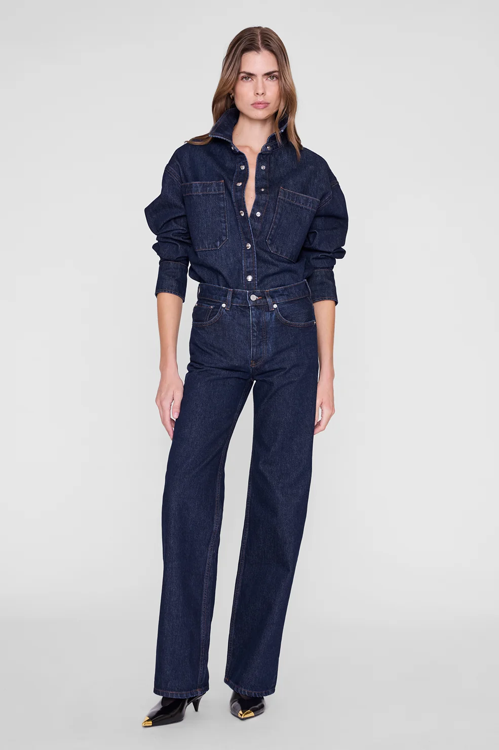 ANINE BING Hugh Jeans Unwashed Blue