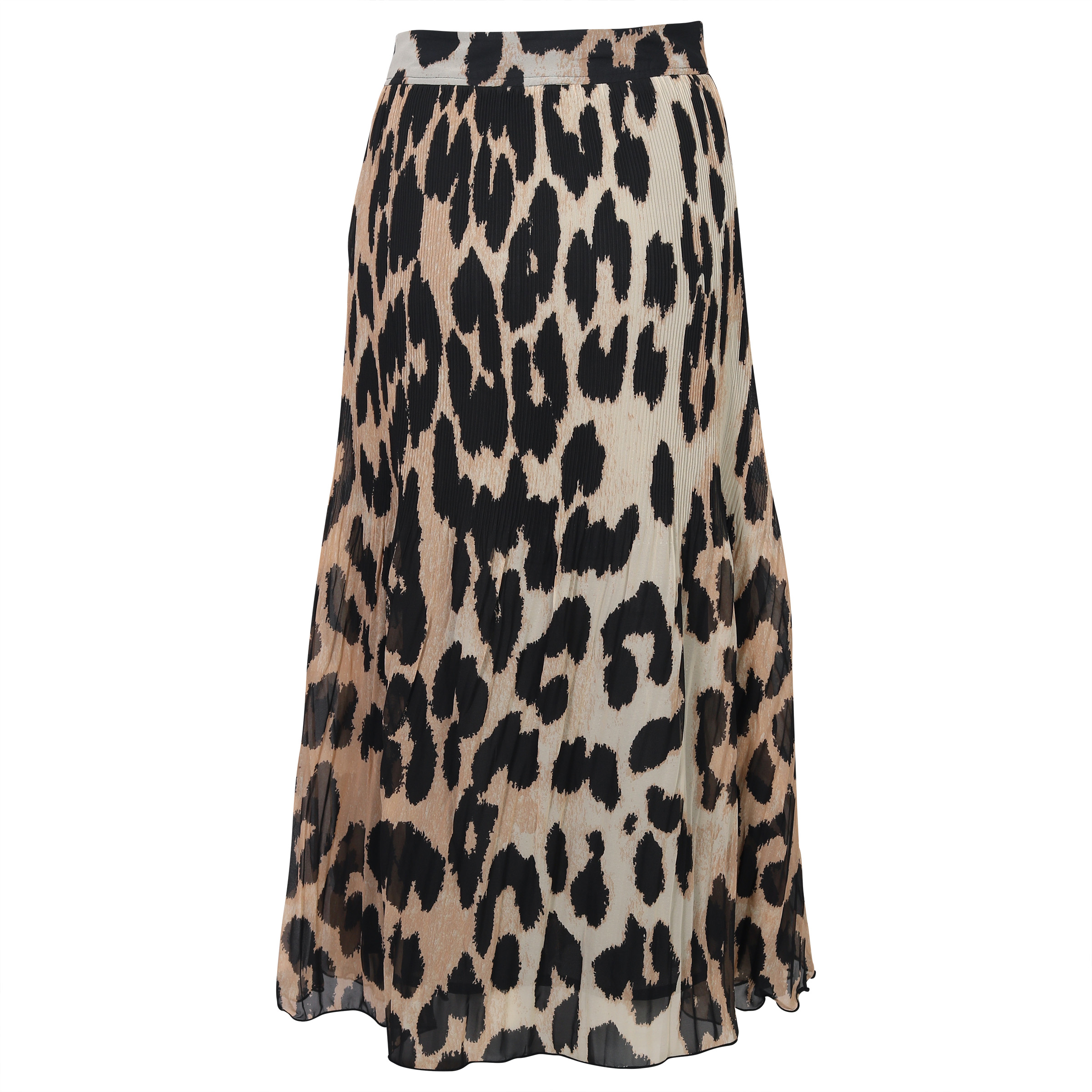 Ganni Recycled Pleated Georgette Maxi Skirt Maxi Leopard 34