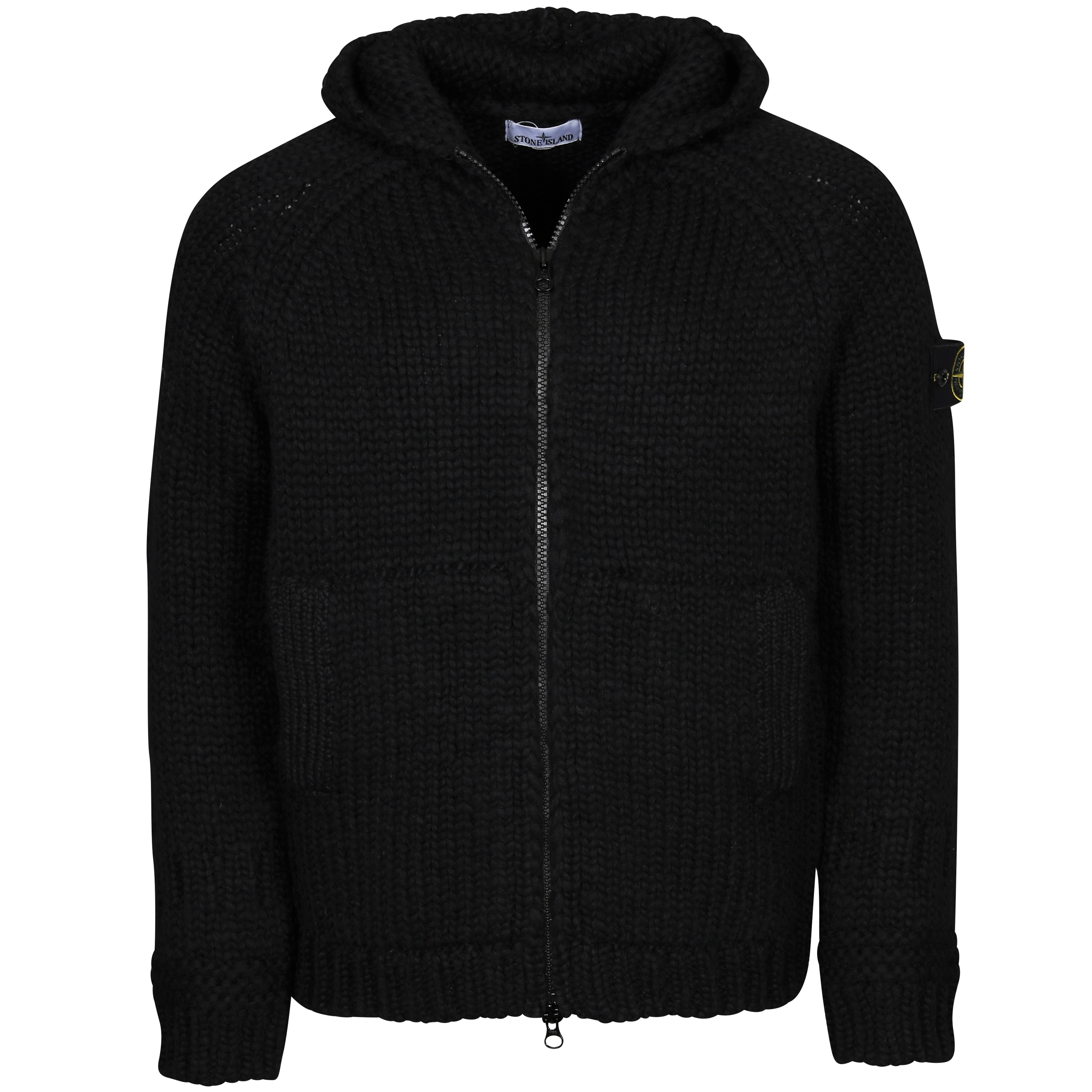 Stone Island Hodded Knit Jacket in Black