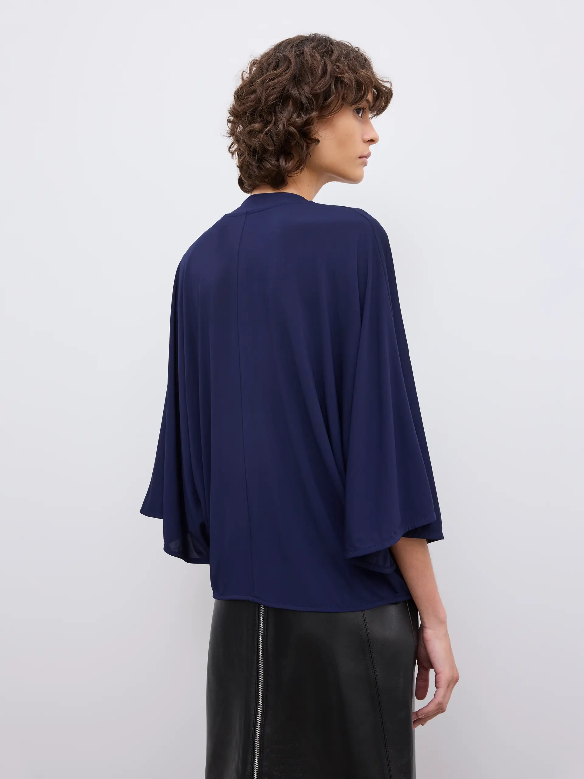 DAGMAR Viscose Kimono Top in Navy Blue
