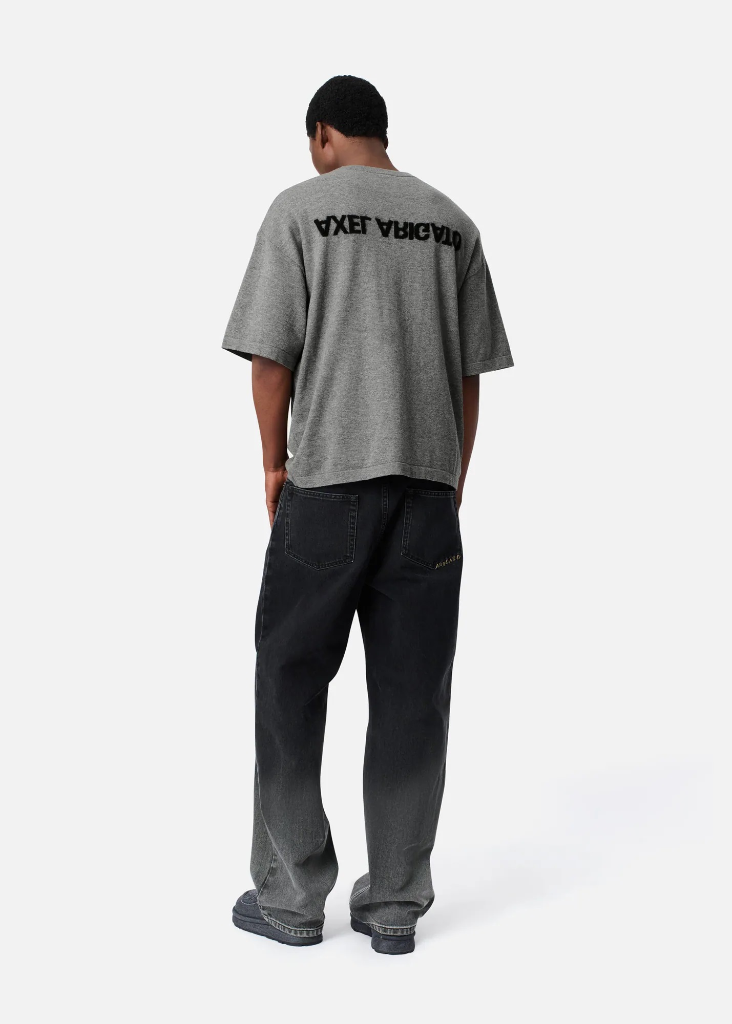 AXEL ARIGATO Knit T-Shirt in Grey Melange