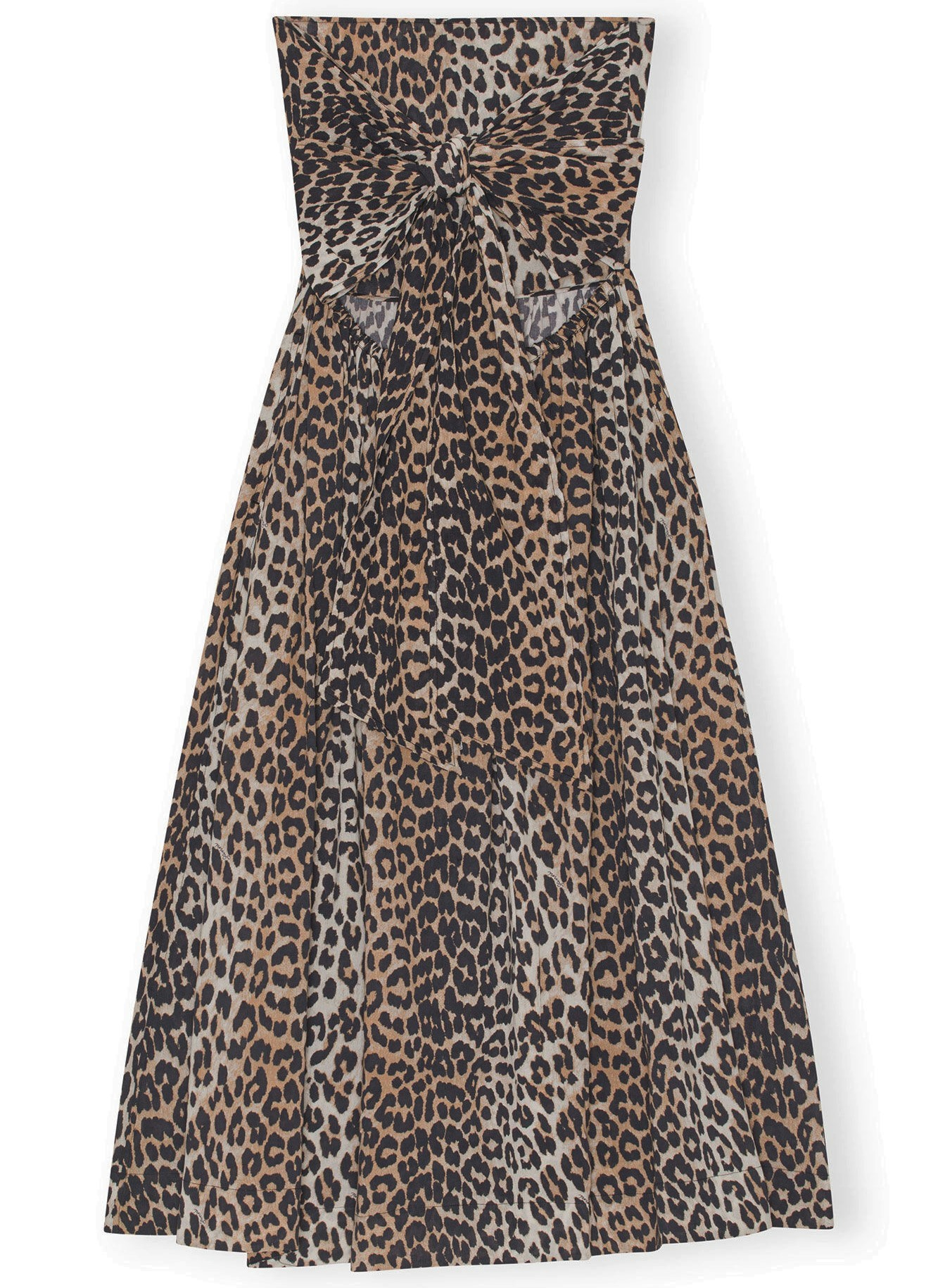 GANNI Light Cotton Tieband Multifunctional Dress in Leopard L / XL