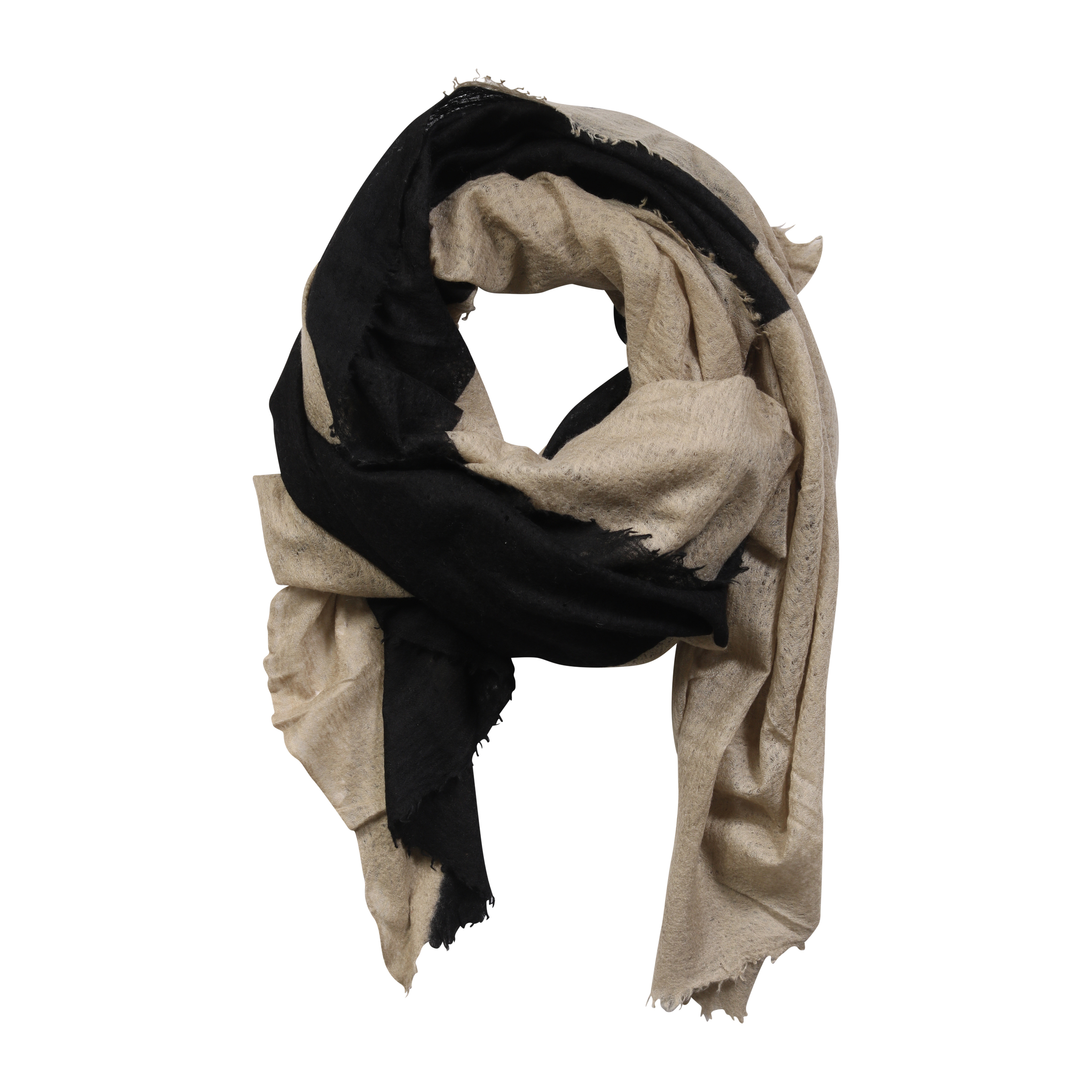 FRENCKENBERGER Big Woven Scarf in Black/Dark Chalk