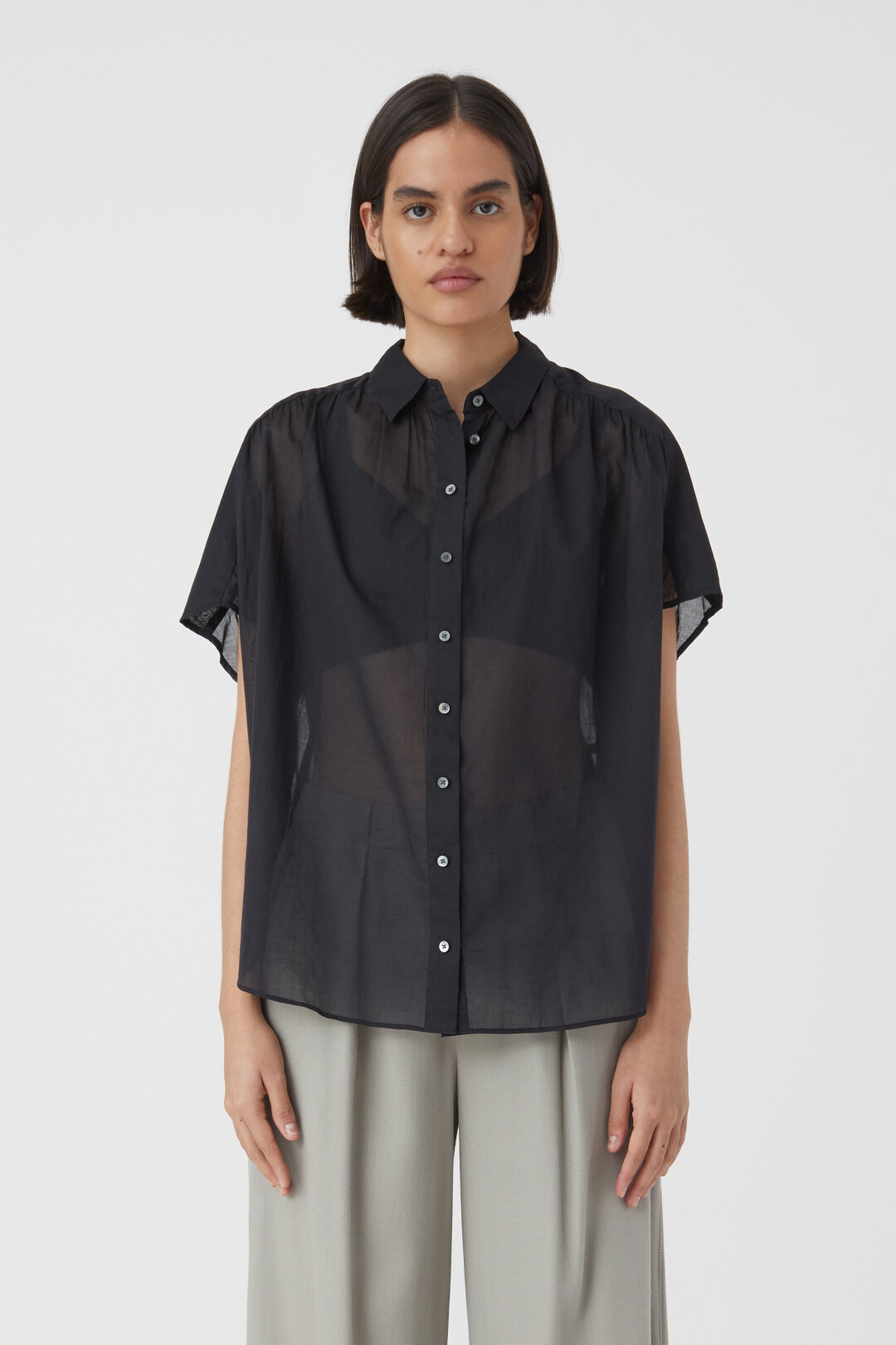 CLOSED Gathered Shirt in Black