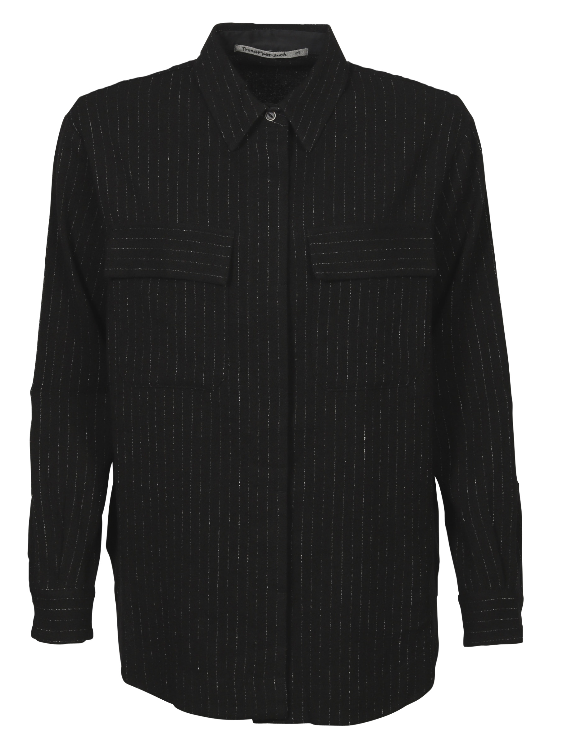 Transit Par Such Wool Linen Jacket Black Stripes