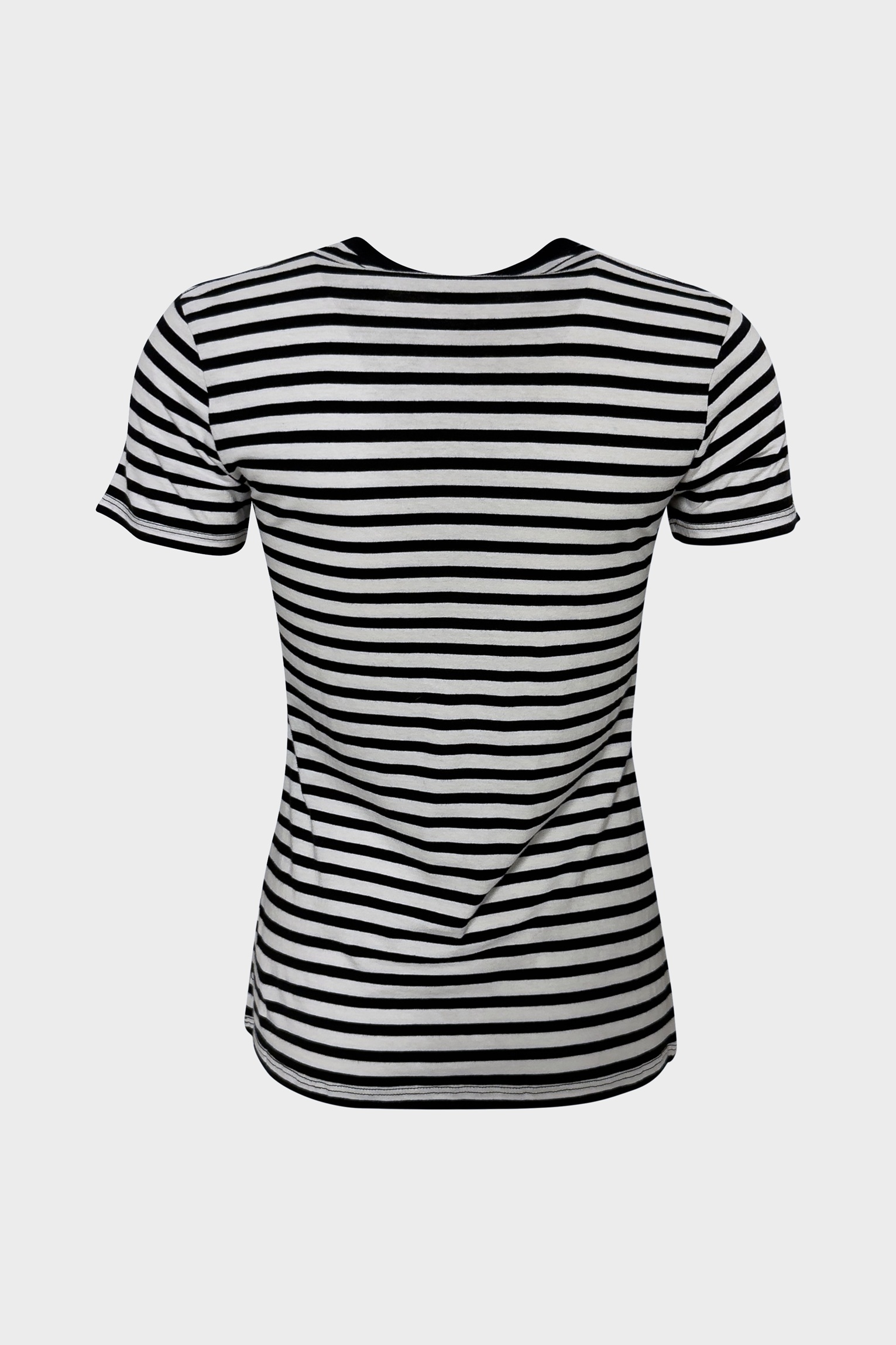 NILI LOTAN Lana Crewneck Tee in Black/Ivory Stripe