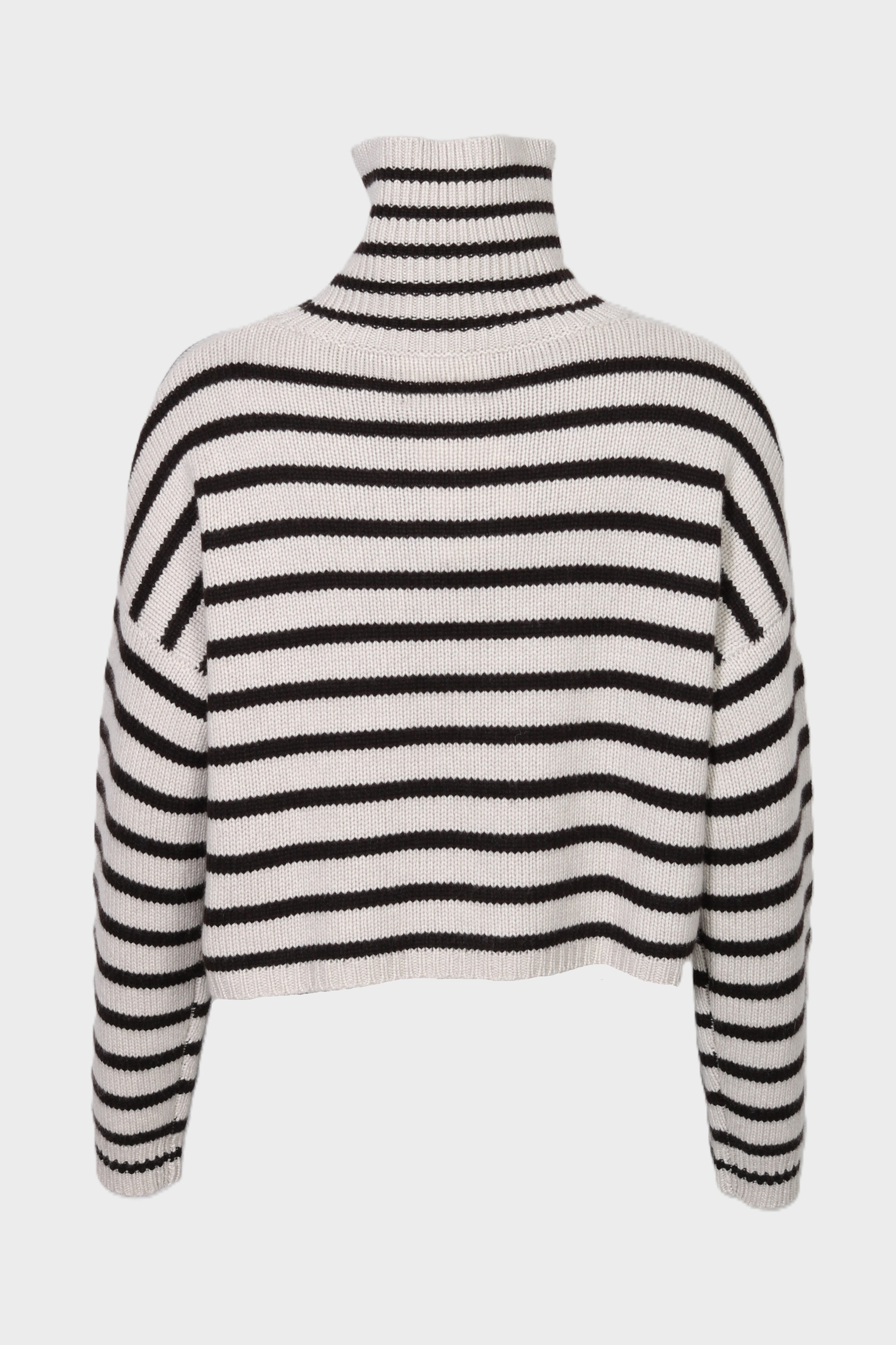 LISA YANG Zerlina Cashmere Turtleneck in Oyster / Dark Oak Strpes