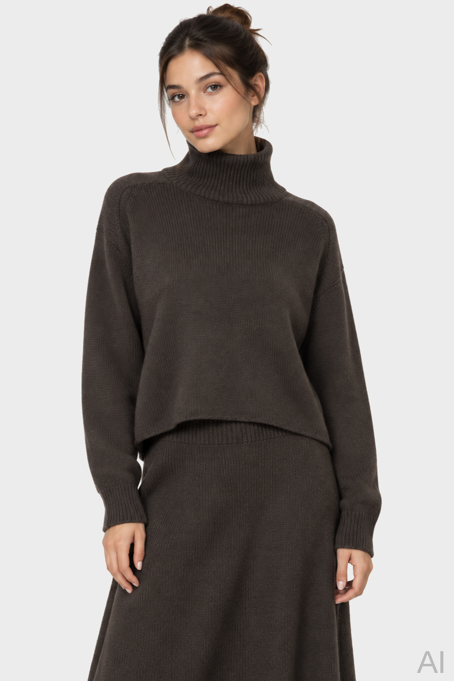 LISA YANG Cathie Cashmere Turtleneck in Dark Fern