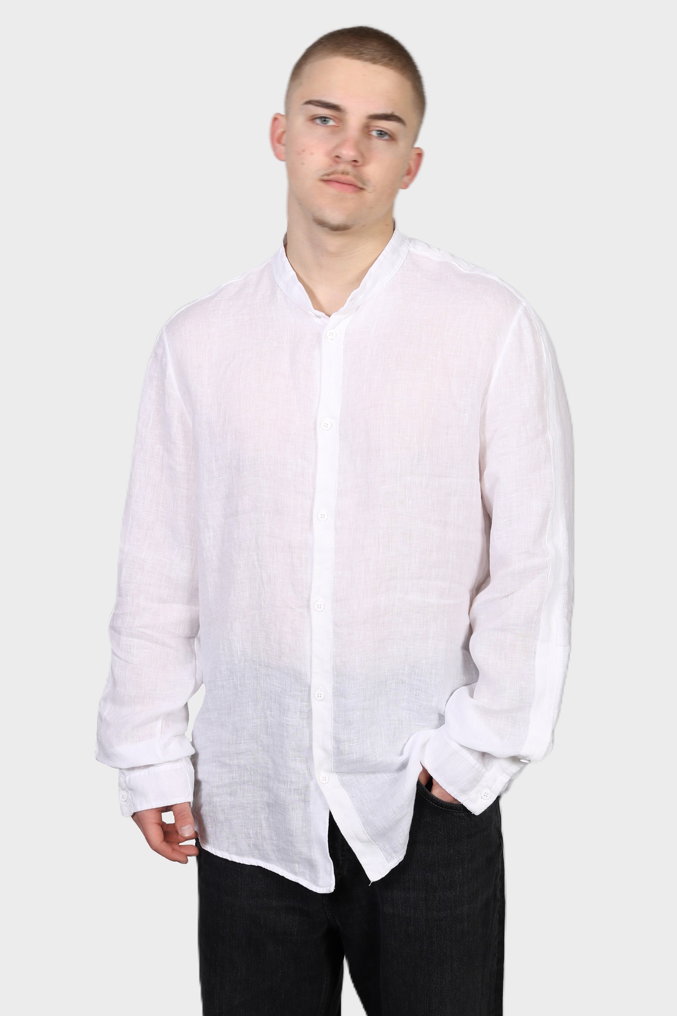 TRANSIT UOMO Linen Shirt in Optical White TRANSIT UOMO Linen Shirt in Optical White