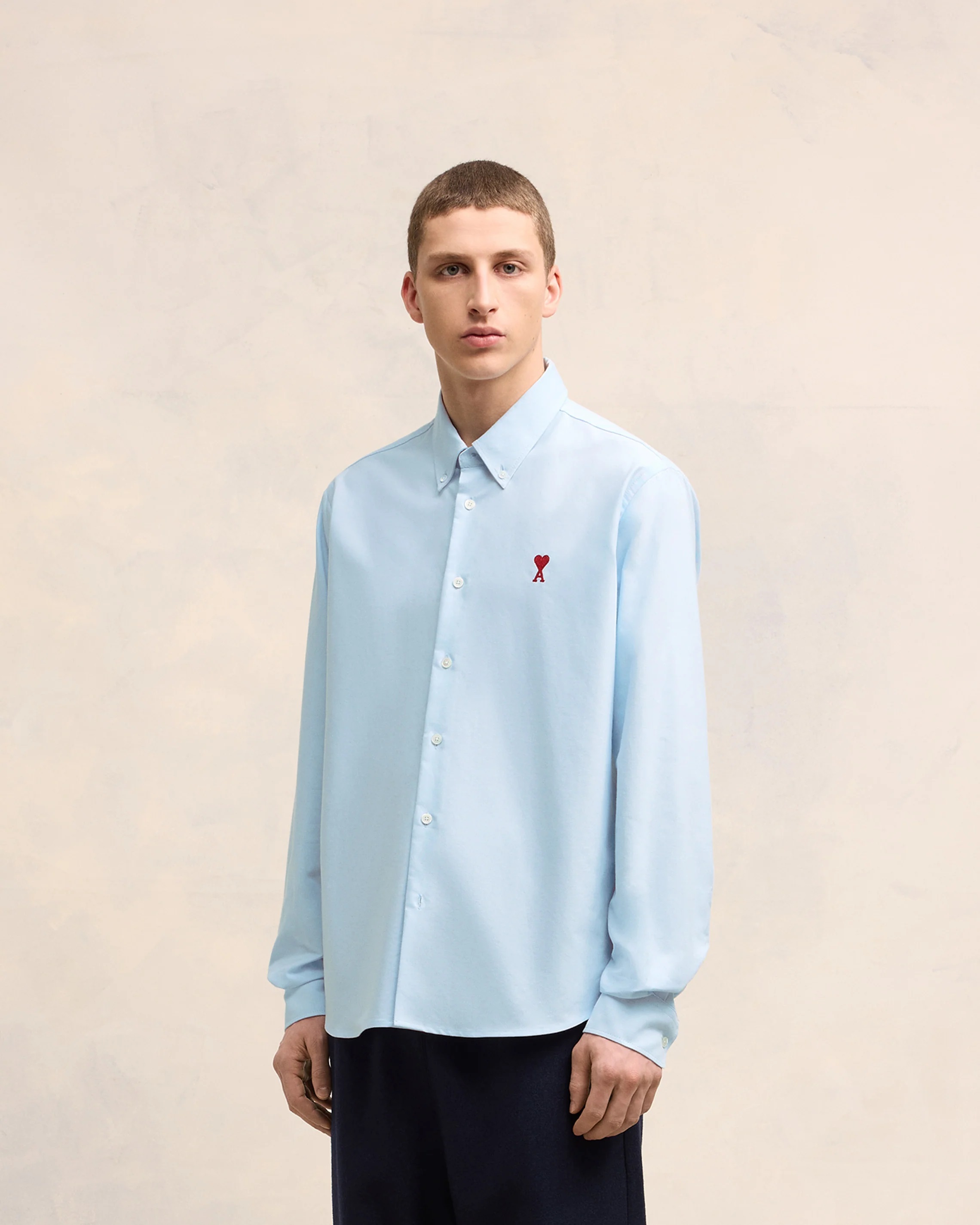 AMI PARIS Classic Fit Oxford Shirt in Sky Blue XXL