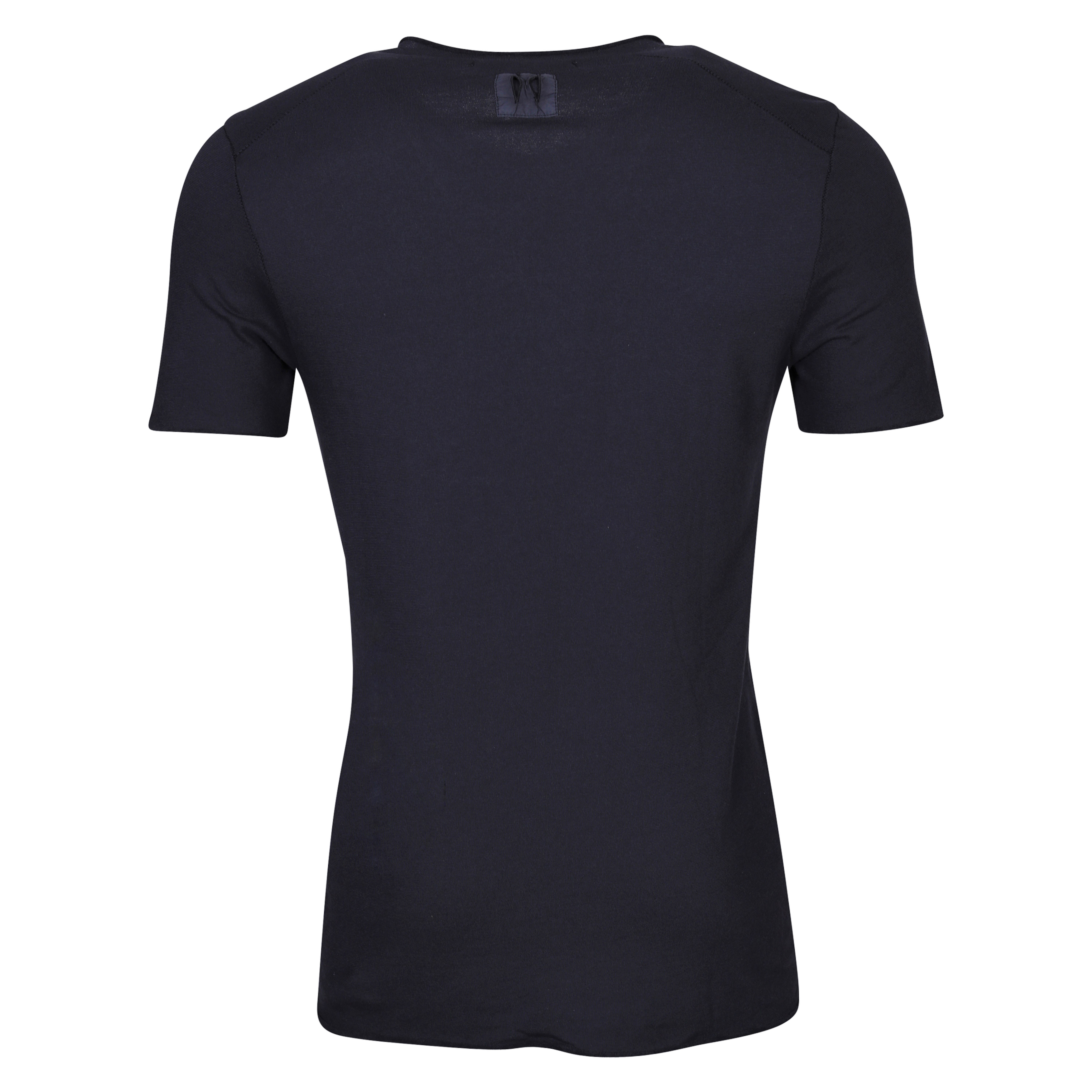 Hannes Roether Frottee V-Neck T-Shirt in Dark Navy