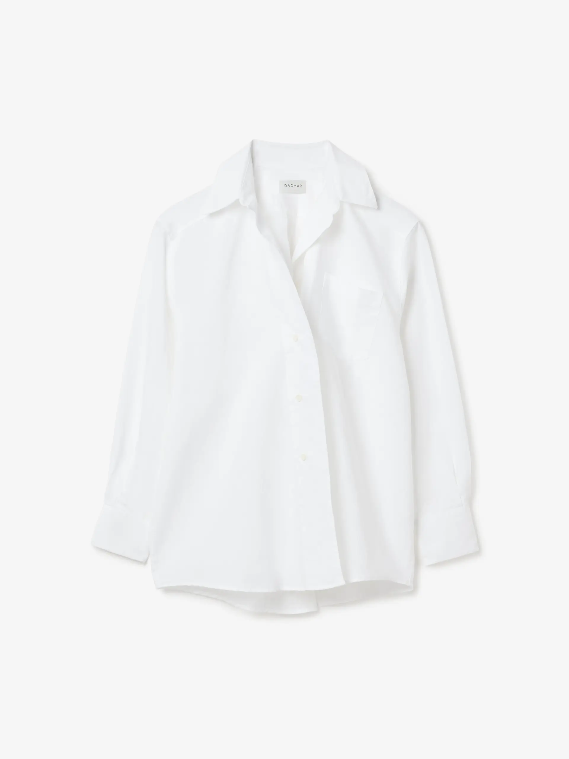 DAGMAR Asymmetric Cotton/Linen Shirt in White