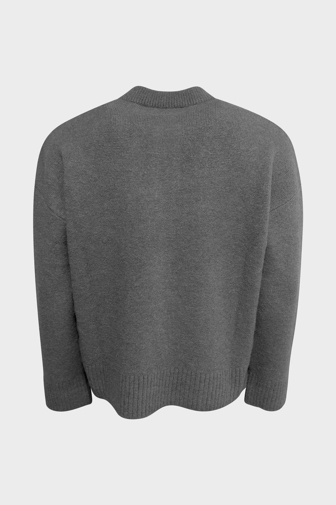 AMI PARIS de Coeur Crew Neck Knit Cardigan in Grey/Off White AMI PARIS de Coeur Crew Neck Knit Cardigan in Grey/Off White