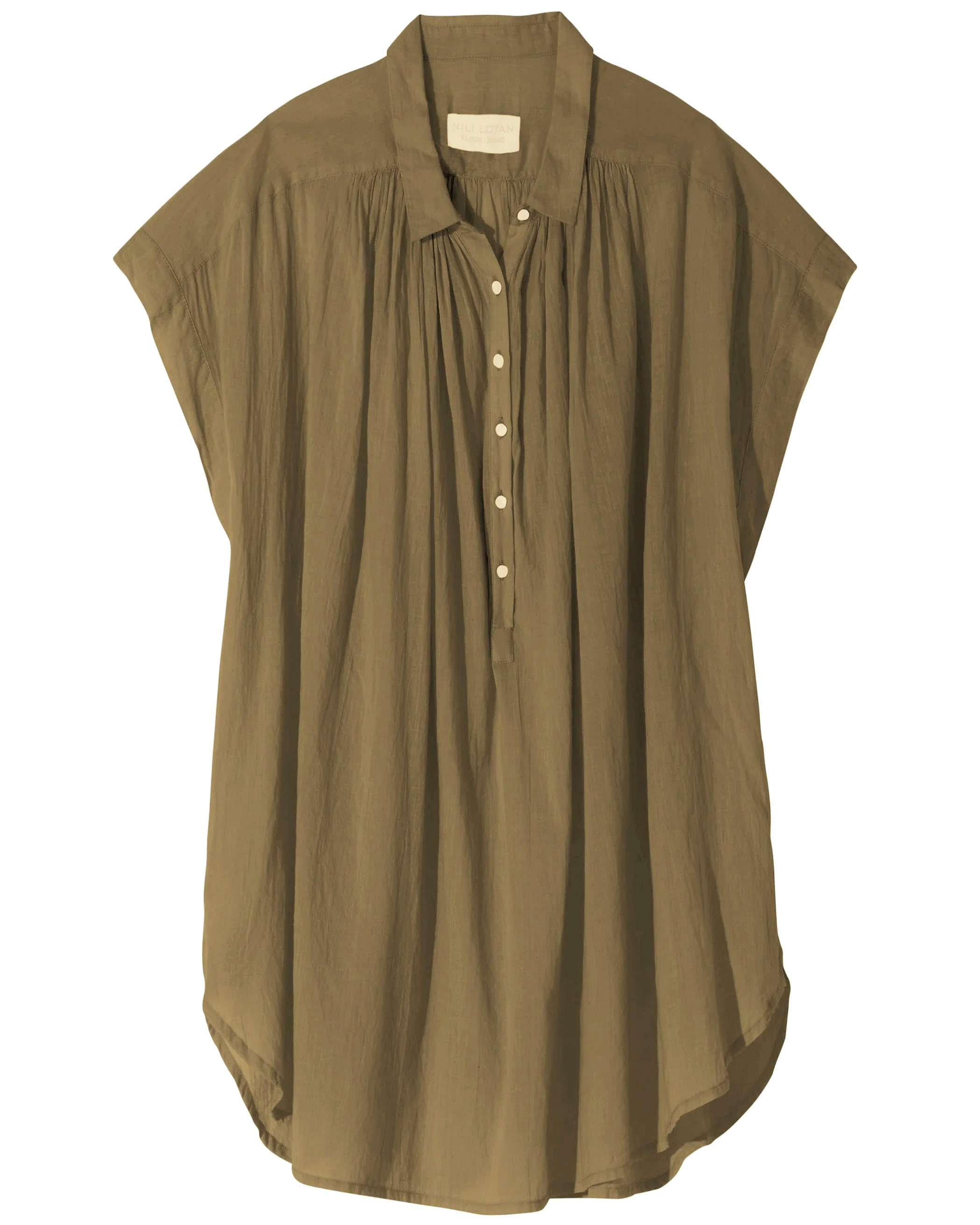 NILI LOTAN Cotton Voile Blouse Normandy in Olive Green XS