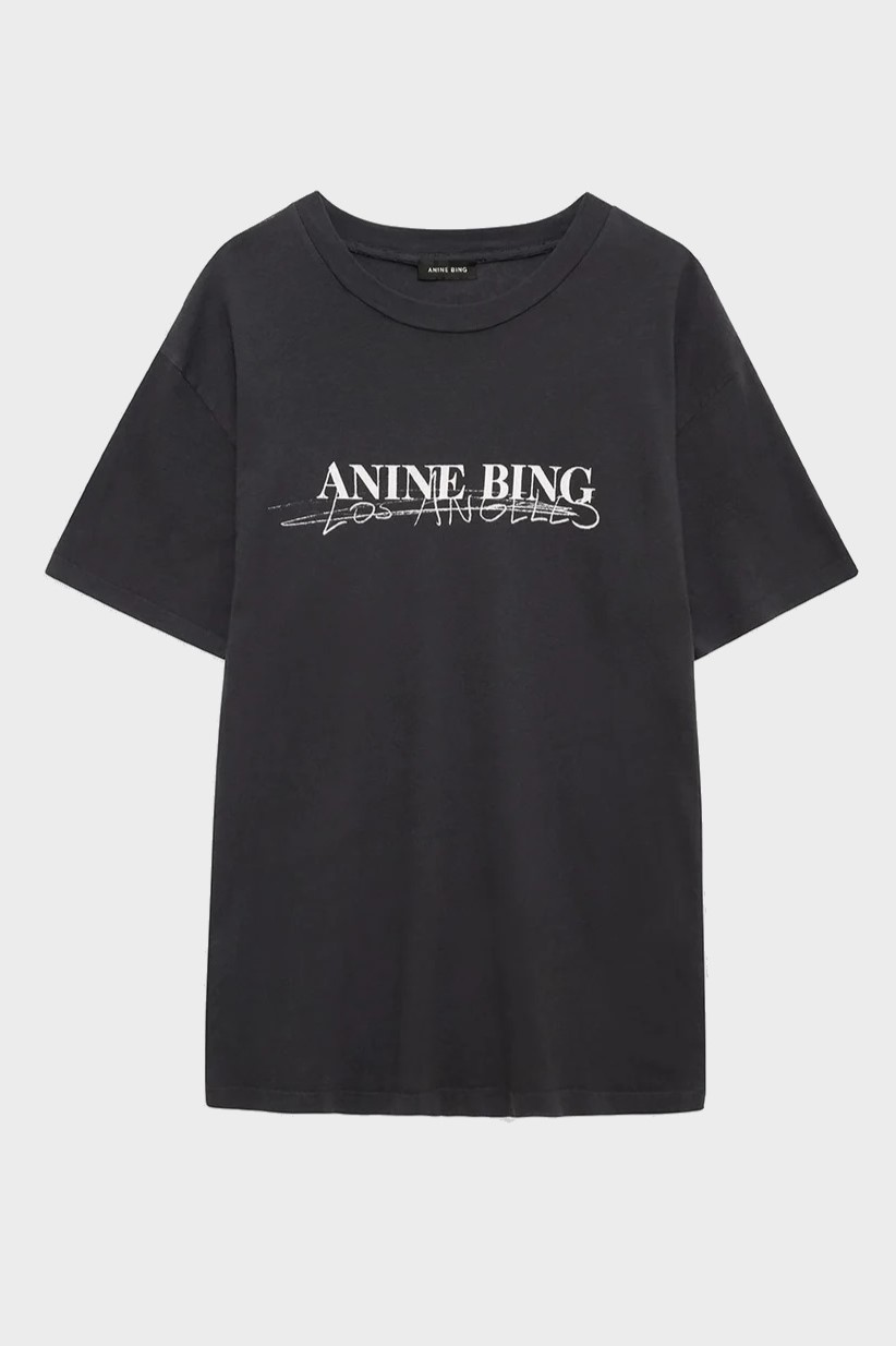 ANINE BING Walker Tee Doodle in Vintage Black