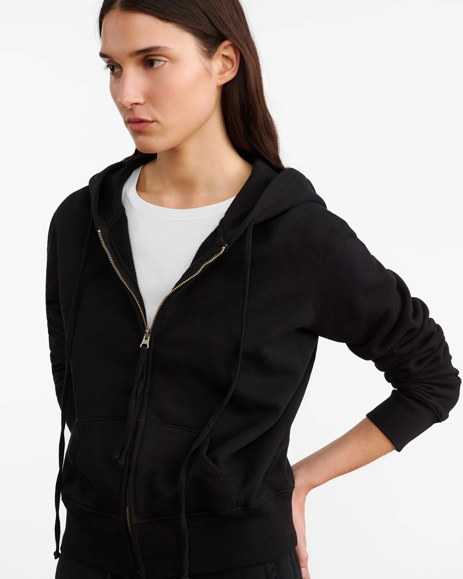 NILI LOTAN Callie Zip Hoodie in Washed Black
