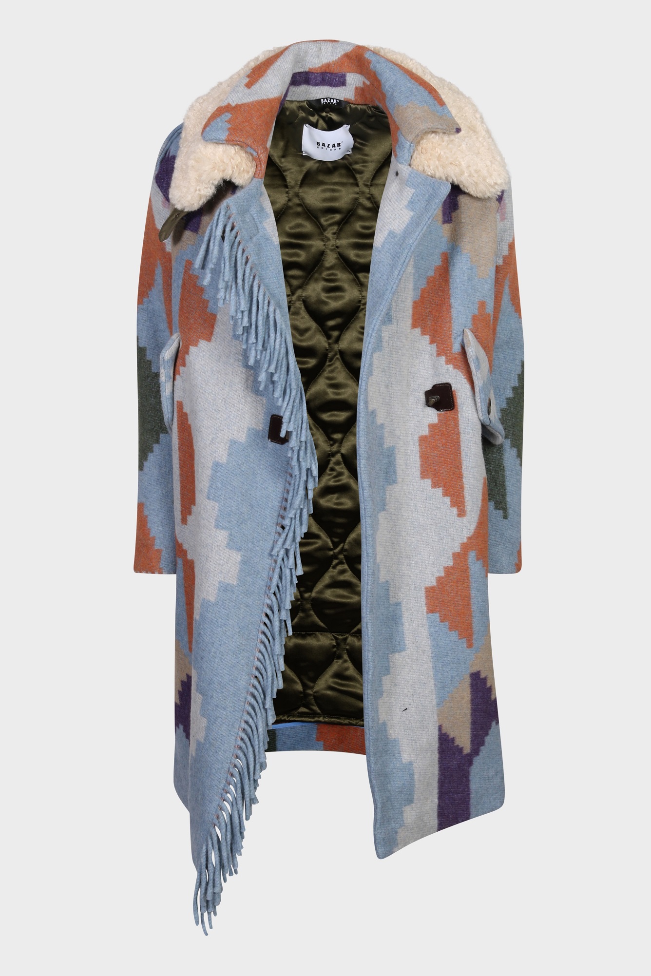 BAZAR DELUXE Wool Coat Multicolor IT44 / DE38