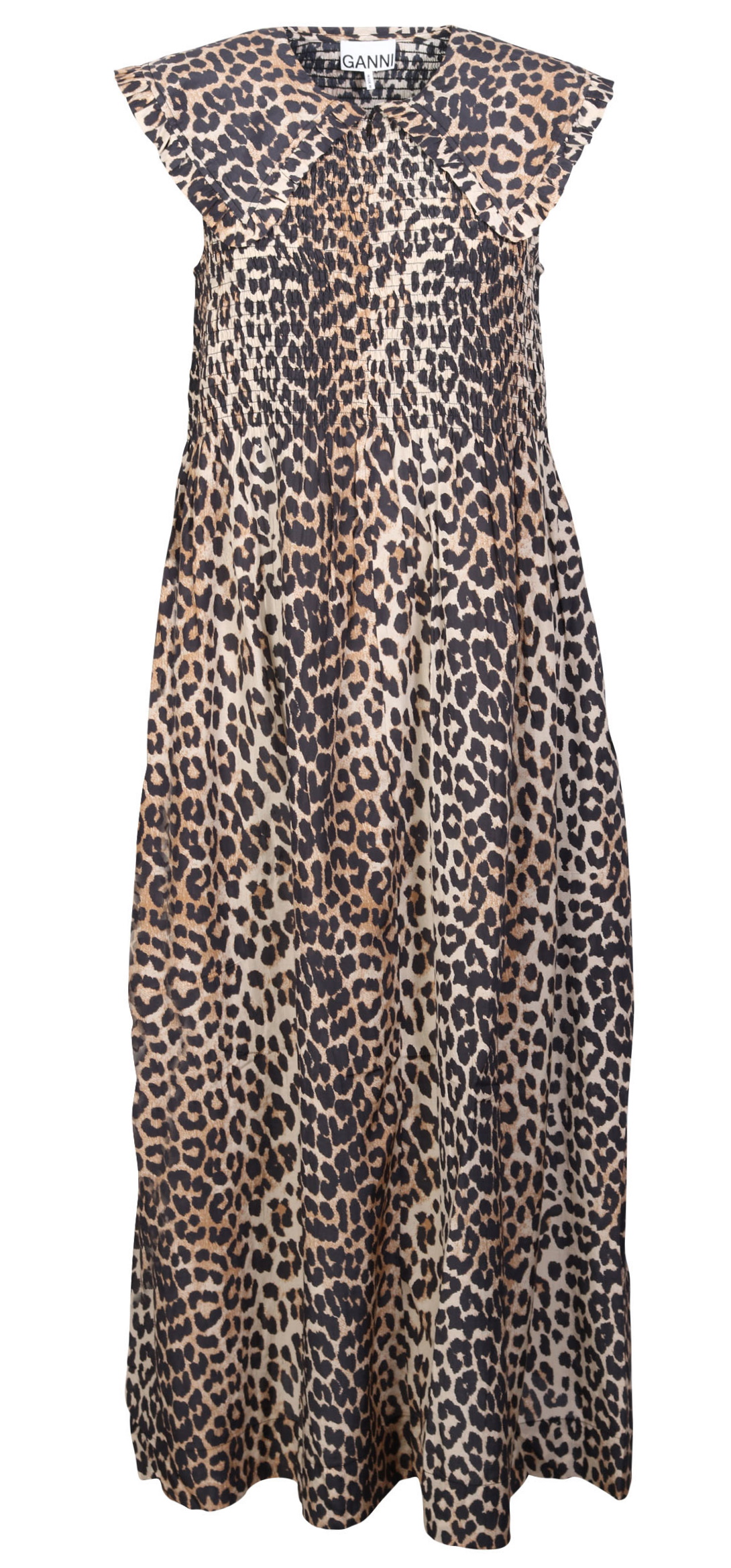 Ganni Cotton Silk Smock Dress Leo
