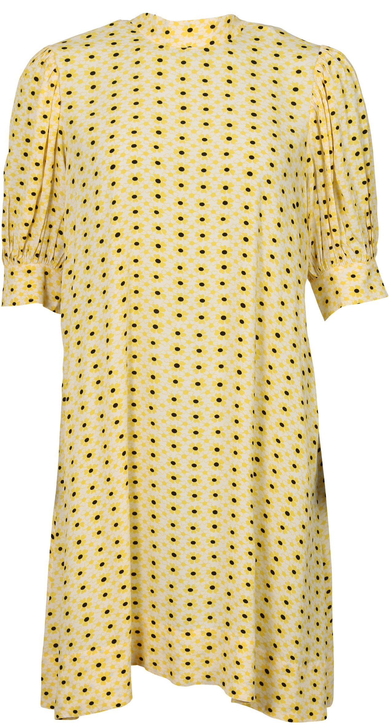 Ganni Dress Yellow Printed Crepe