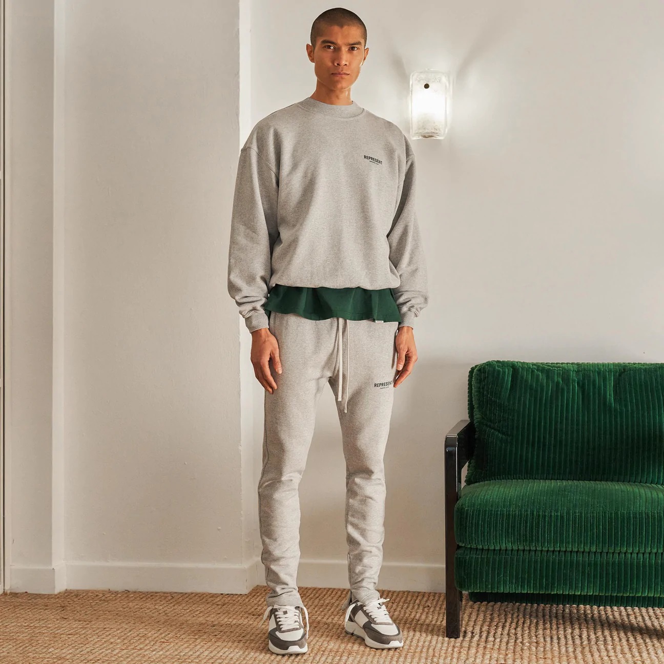 Represent Owners Club Sweater in Light Grey Melange L