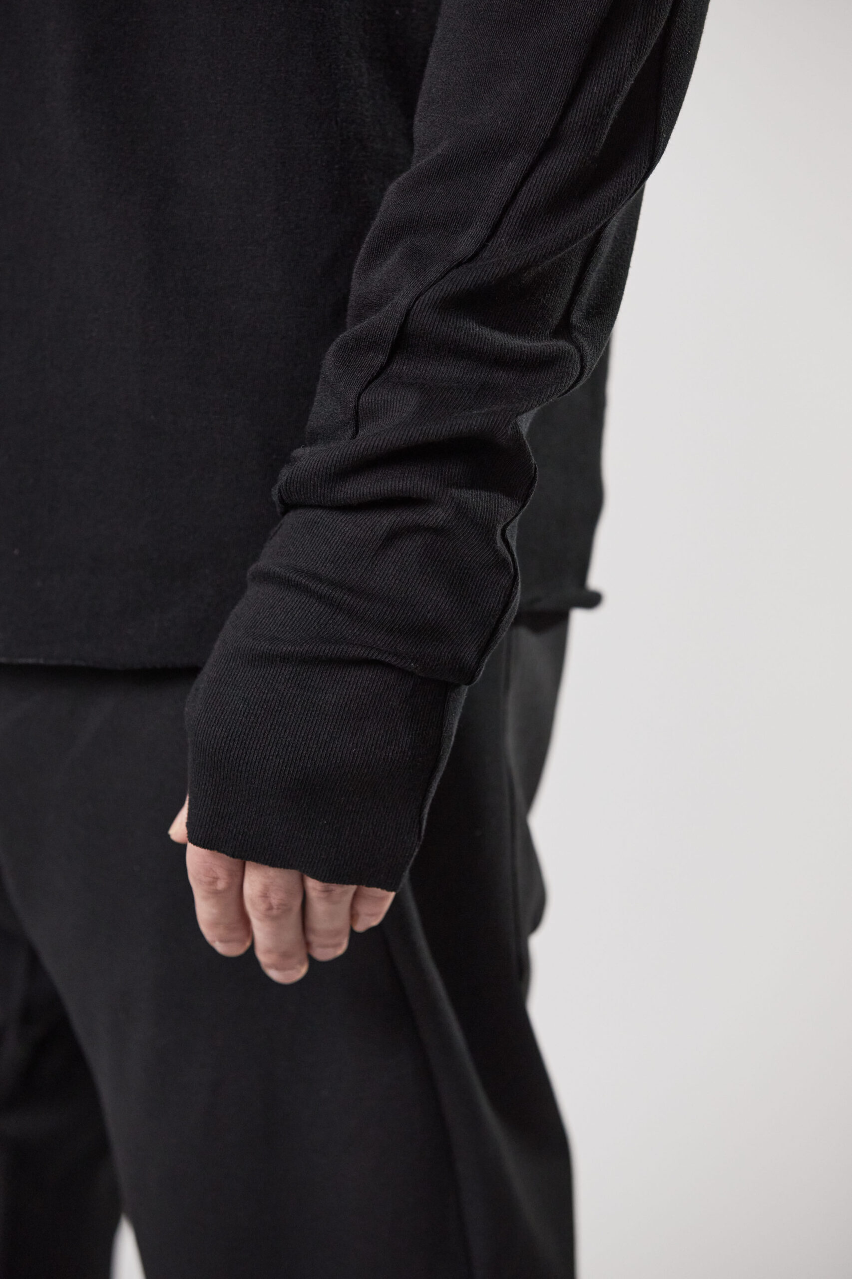 THOM KROM Soft Cotton Stretch Sweatshirt in Black L