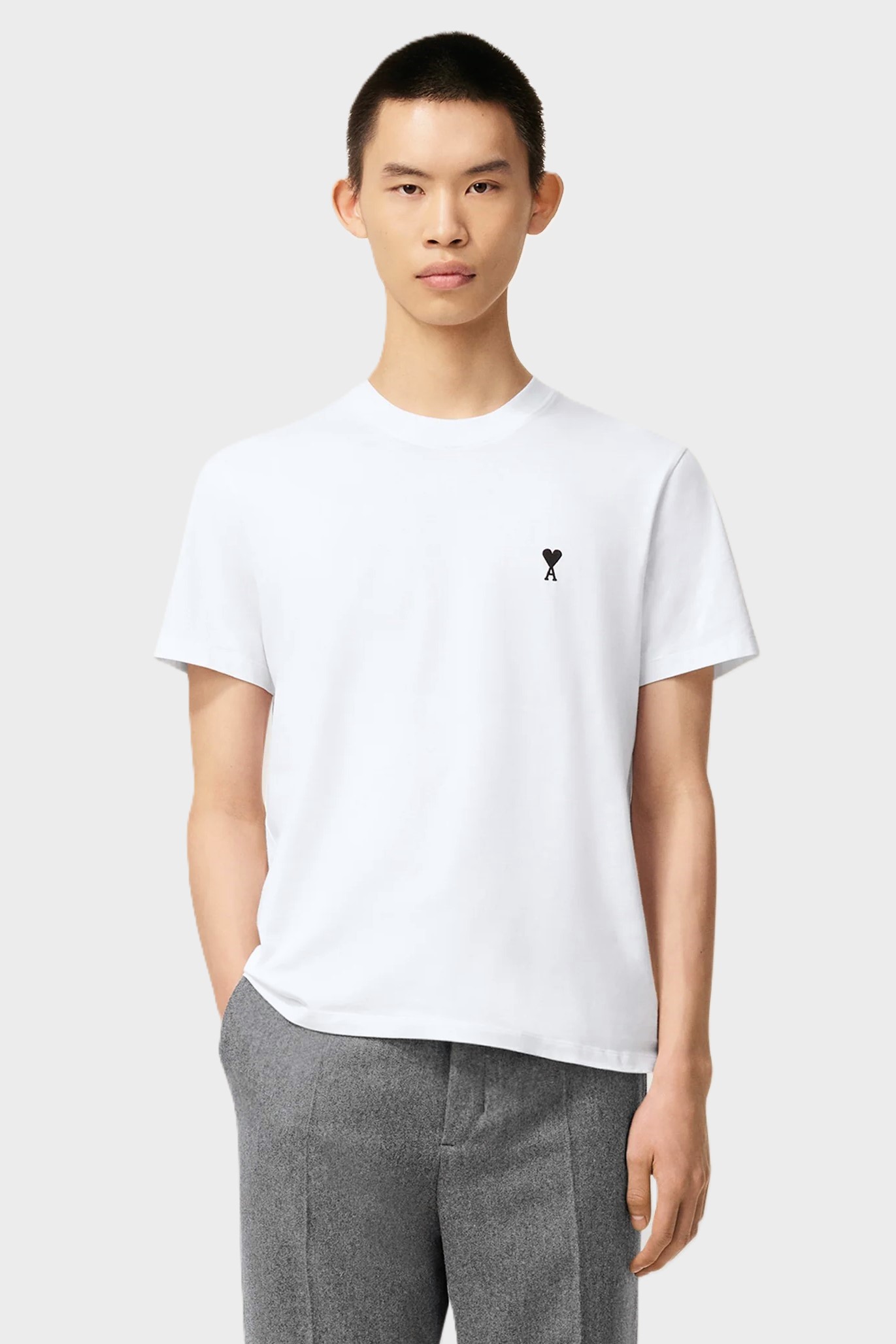 AMI PARIS de Coeur Logo T-Shirt in White/Black