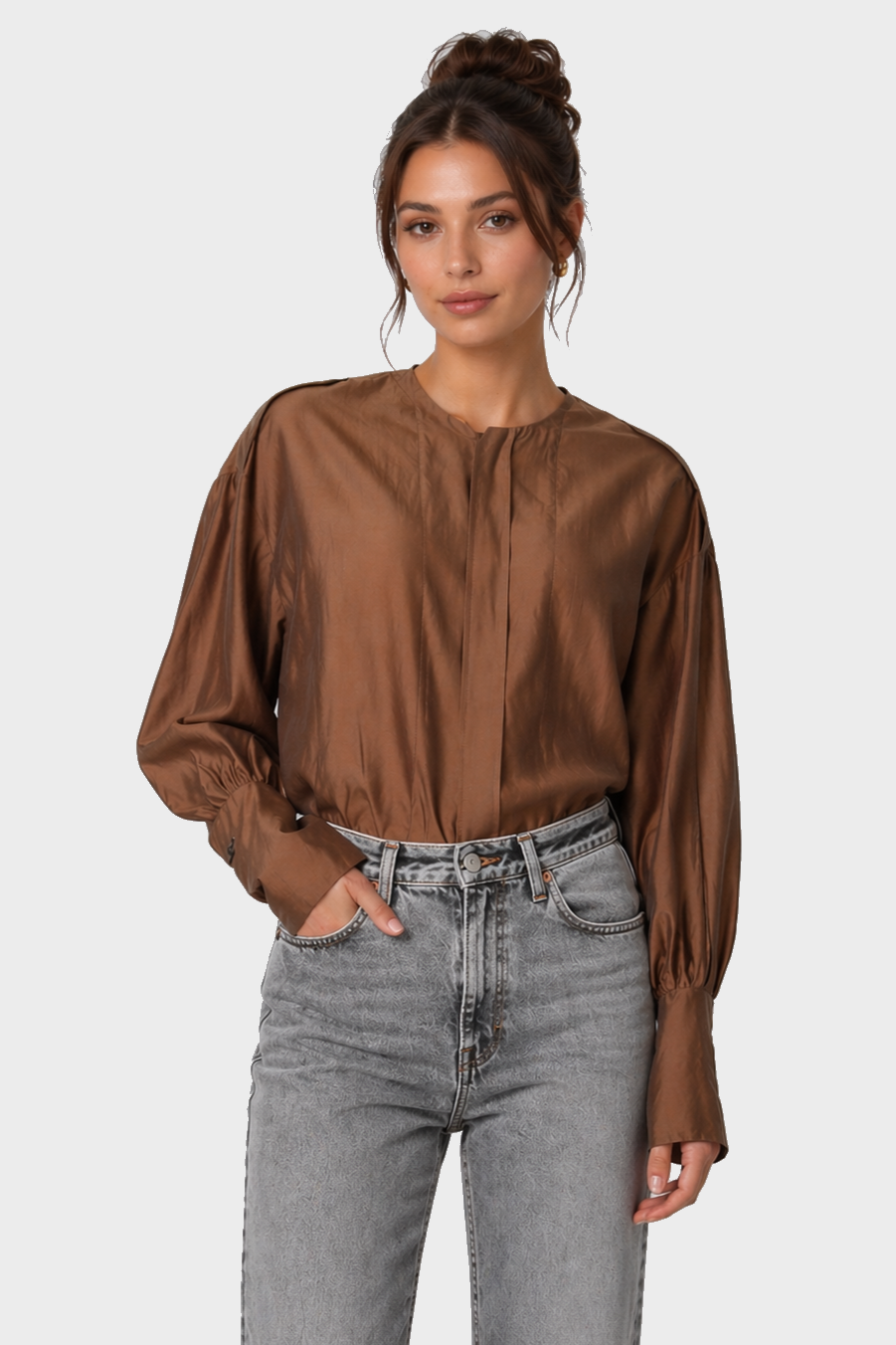 THE LATEST Lightweight Musselin Blouse in Chocolate