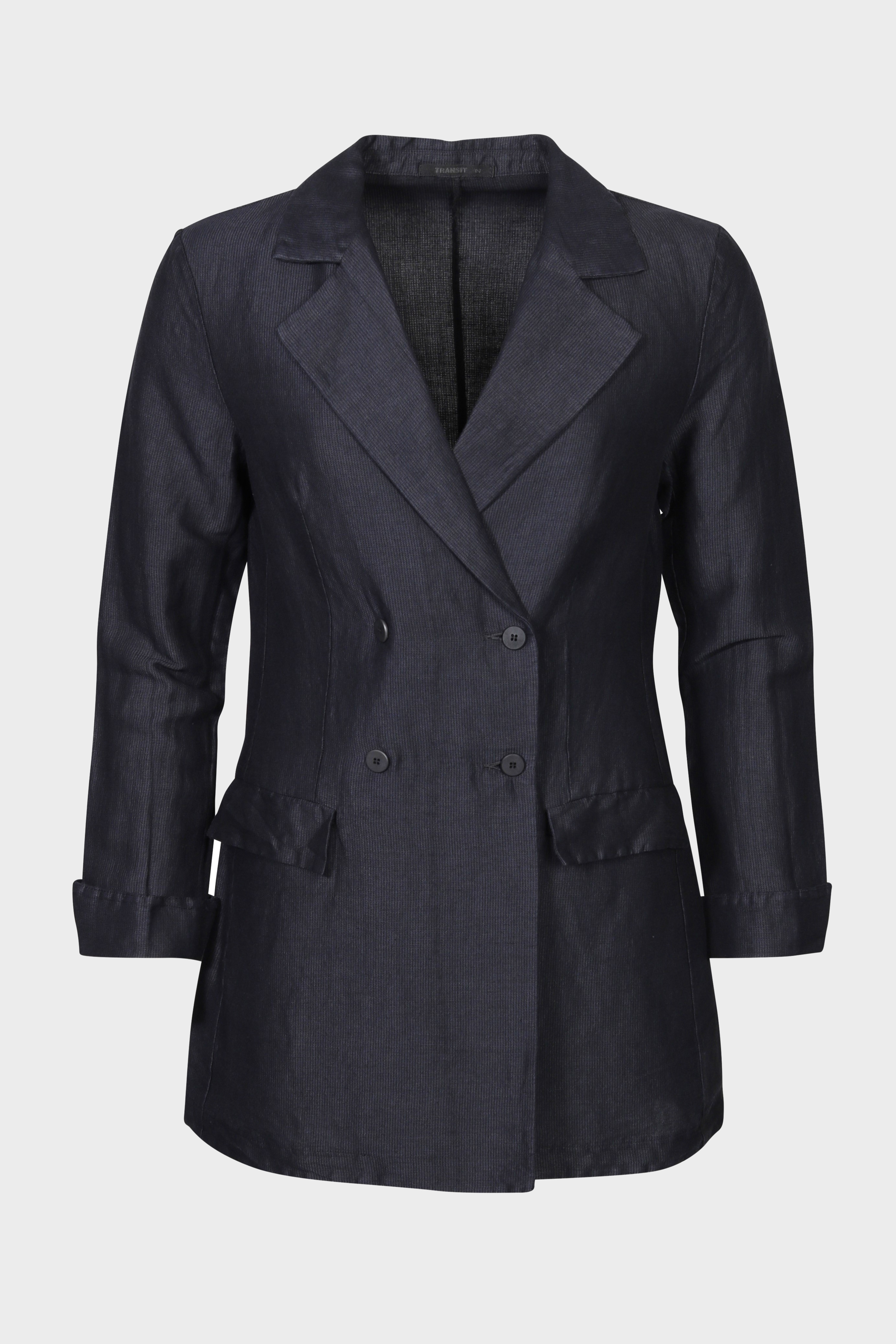 TRANSIT PAR SUCH Double Breasted Blazer in Navy Blue TRANSIT PAR SUCH Double Breasted Blazer in Navy Blue