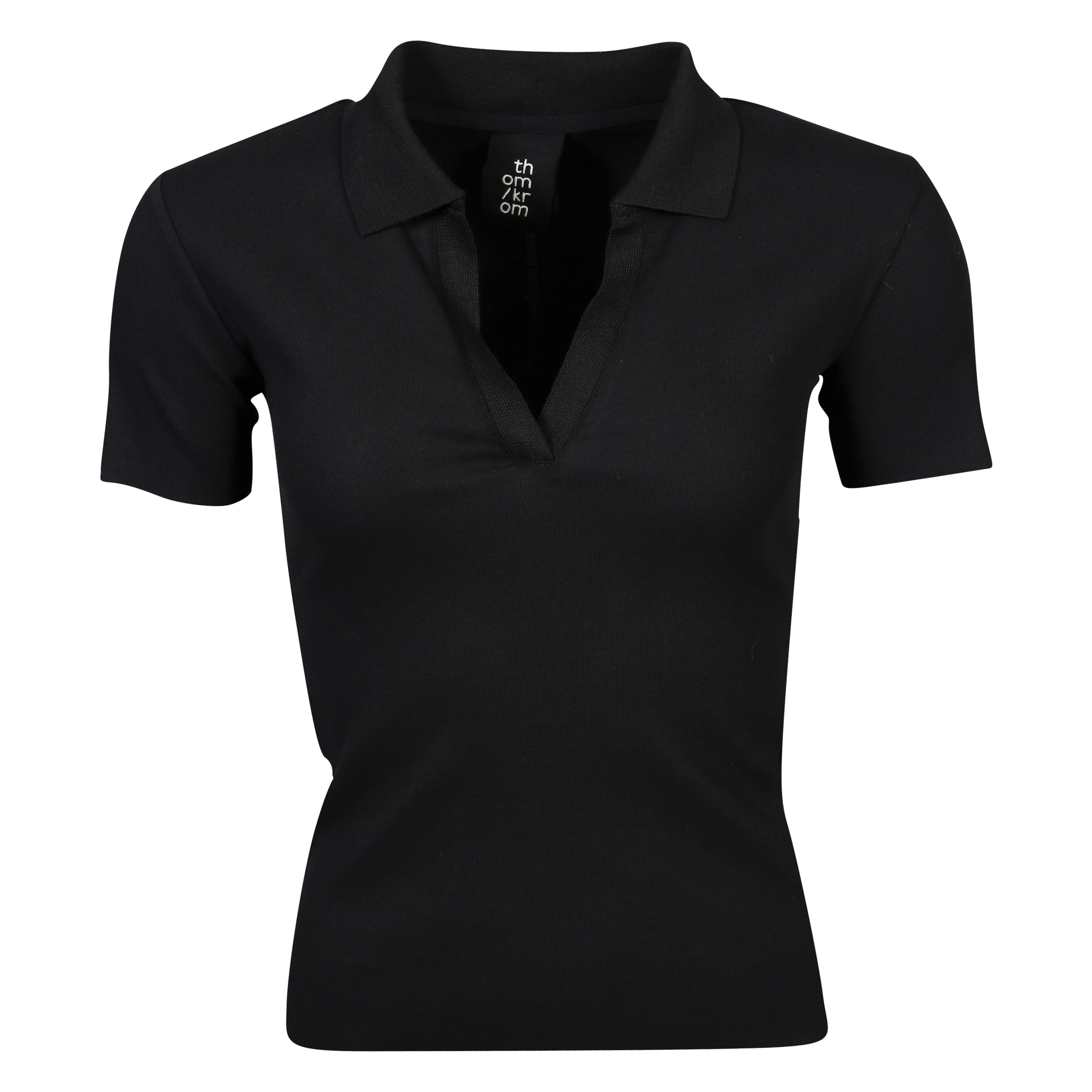 Thom Krom Fine Rib Polo Shirt in Black XS