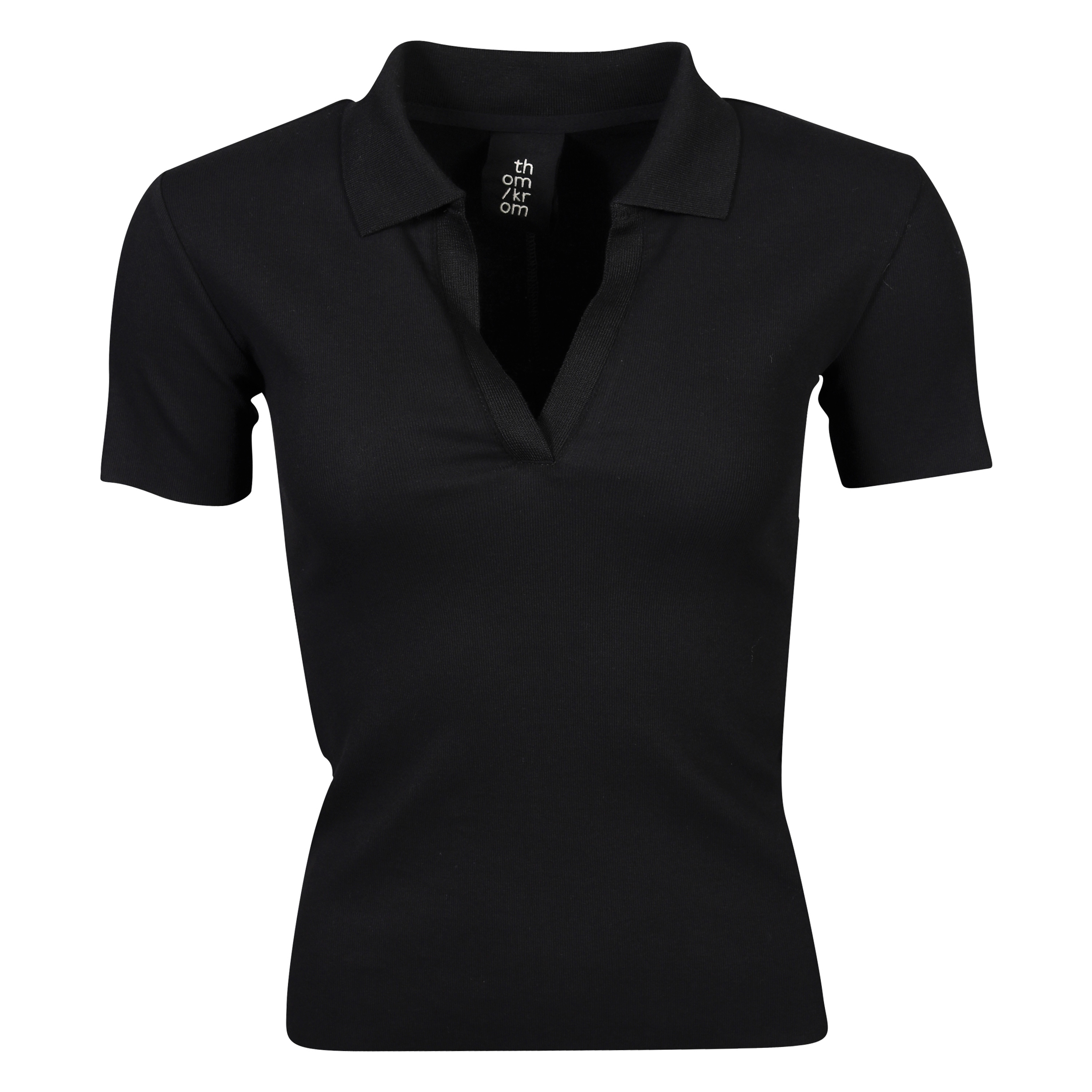 Thom Krom Fine Rib Polo Shirt in Black
