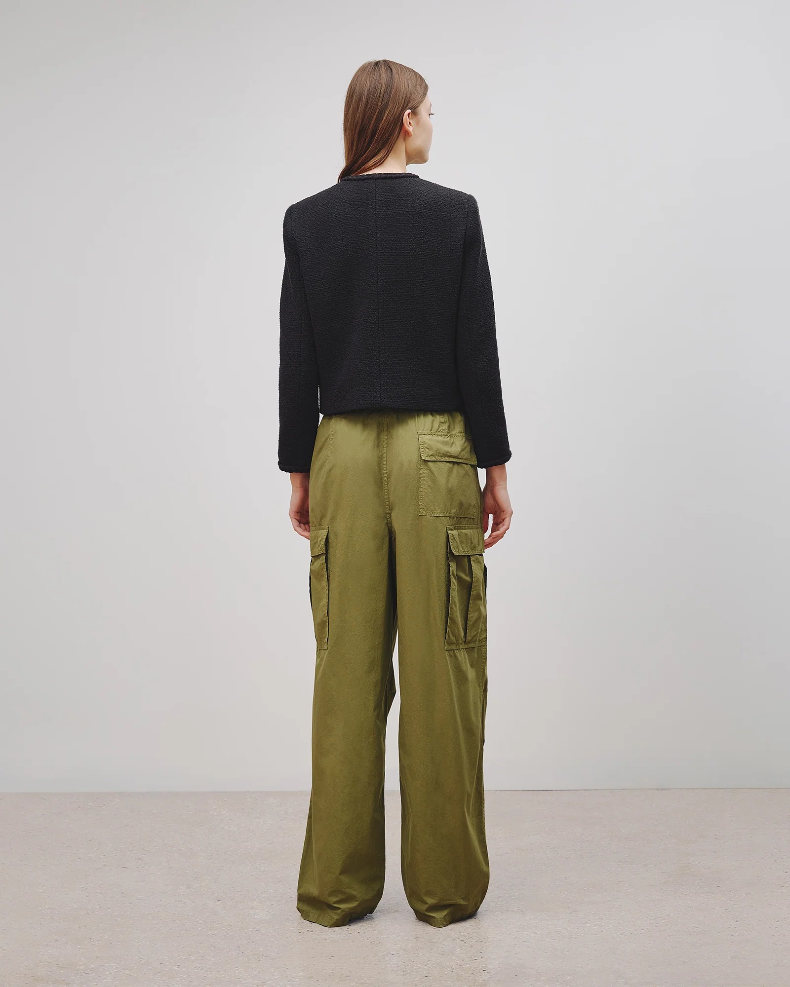 NILI LOTAN Lison Cargo Pant in Olive Green M