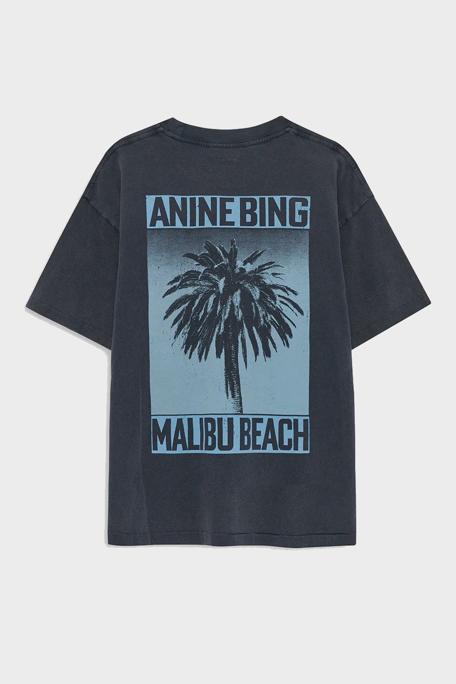 ANINE BING Cade Tee Palm in Washed Black