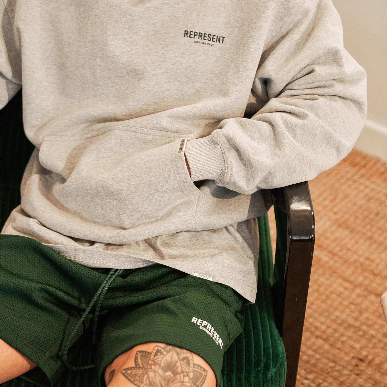 REPRESENT Owners Club Mesh Short in Racing Green L