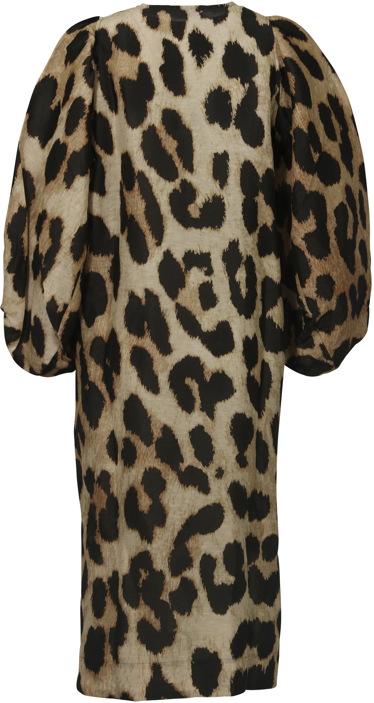 Ganni Silk Linen Maxi Dress Leopard