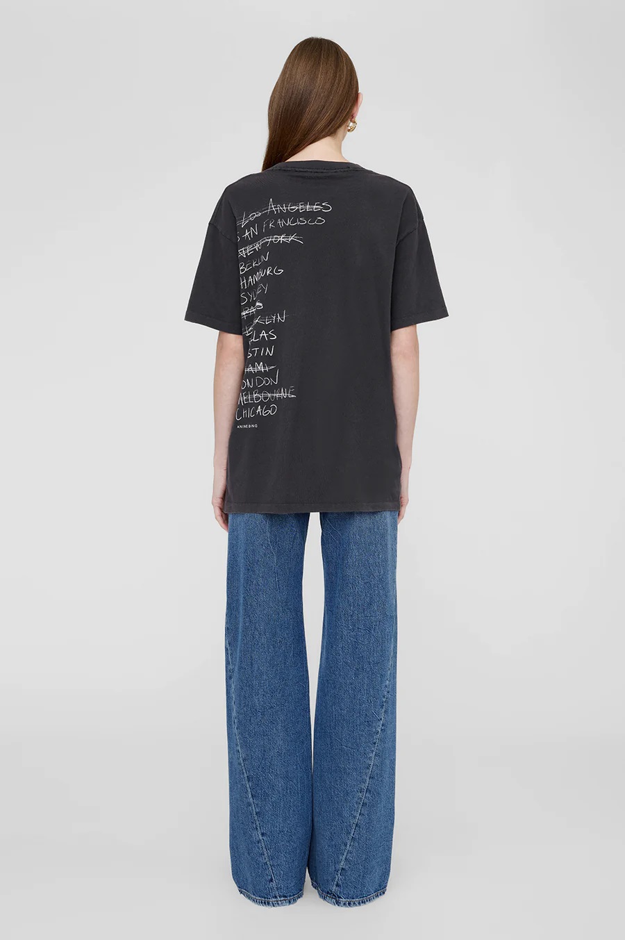 ANINE BING Walker Tee Doodle in Vintage Black L