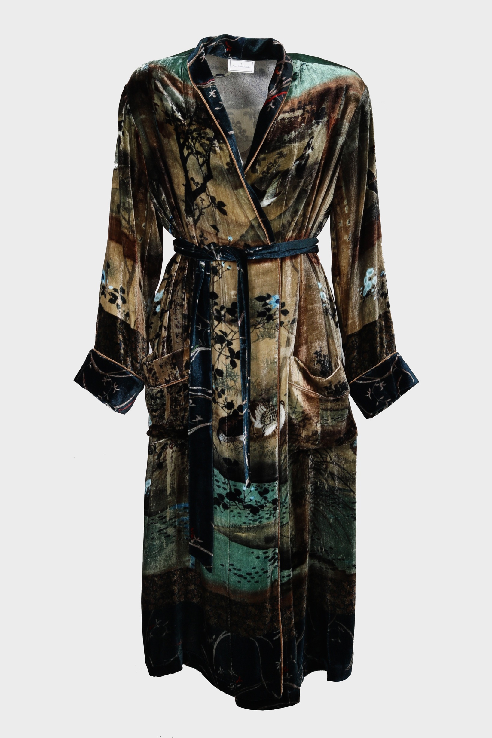 PIERRE-LOUIS MASCIA Velvet Coat in Blue/Brown