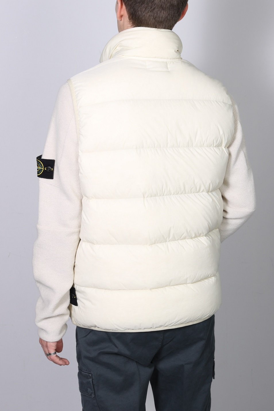 STONE ISLAND Down Vest in Cream