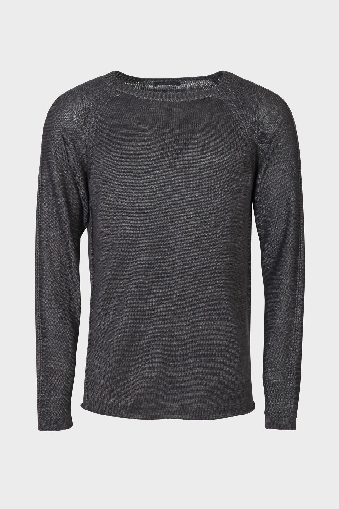 TRANSIT UOMO Linen Knit Pullover in Charcoal M