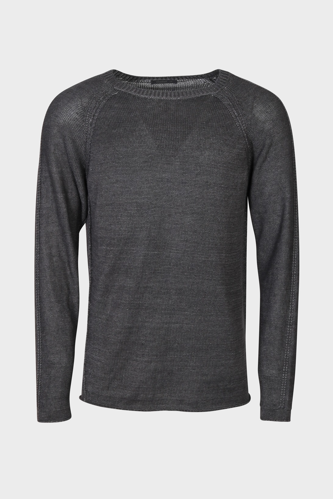 TRANSIT UOMO Linen Knit Pullover in Charcoal XL