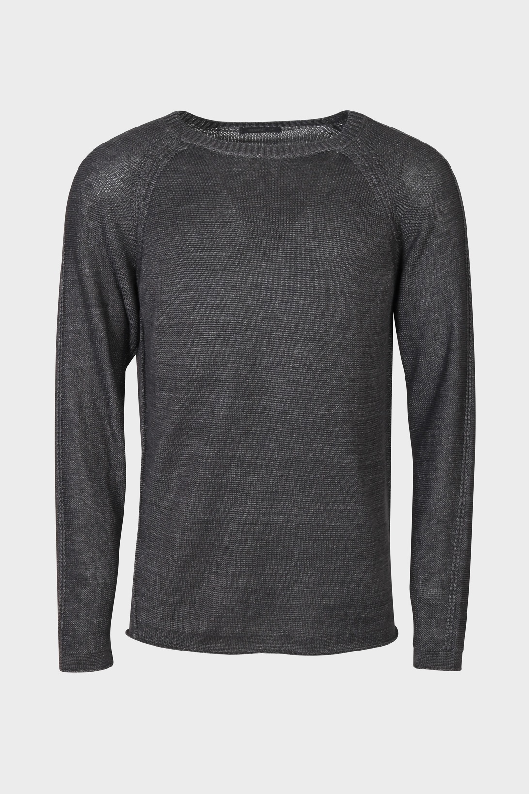 TRANSIT UOMO Linen Knit Pullover in Charcoal TRANSIT UOMO Linen Knit Pullover in Charcoal