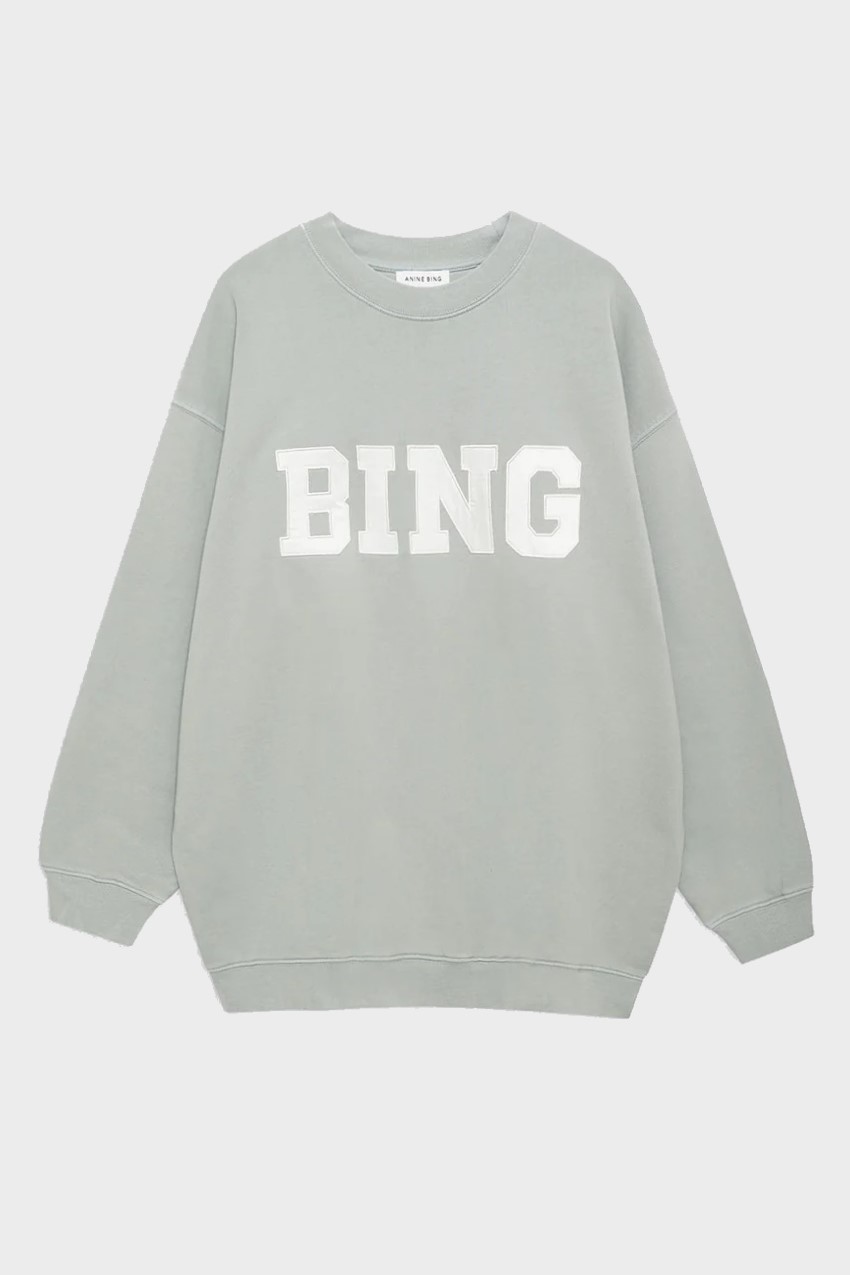ANINE BING Tyler Sweatshirt Satin Bing in Sage Green