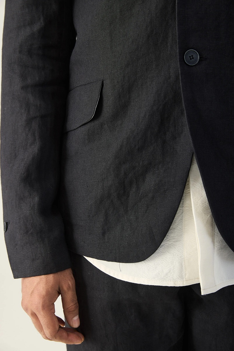 HANNIBAL. Linen Blazer Terence in Washed Black 48