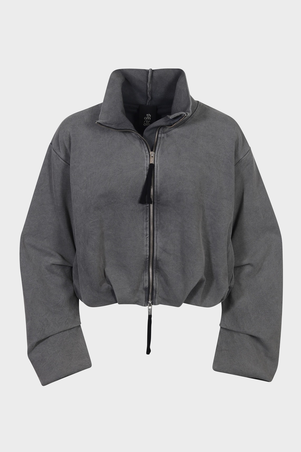THOM KROM Oversize Cropped Zip Jacket in Used Grey