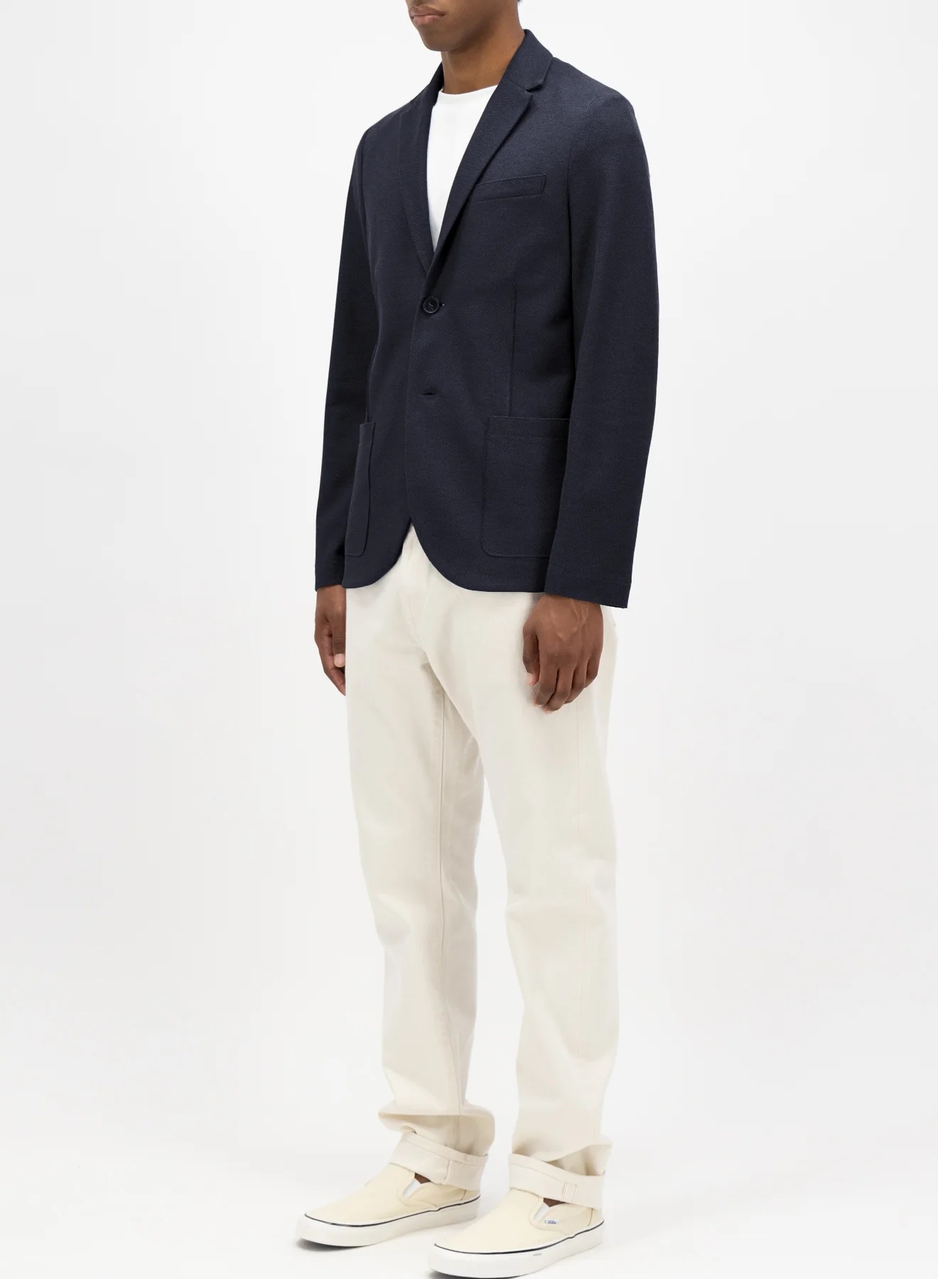 HARRIS WHARF Loro Piana Light Cotton Blazer in Navy