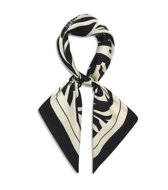 ANINE BING Evelyn Silk Scarf in Black/Cream Zebra