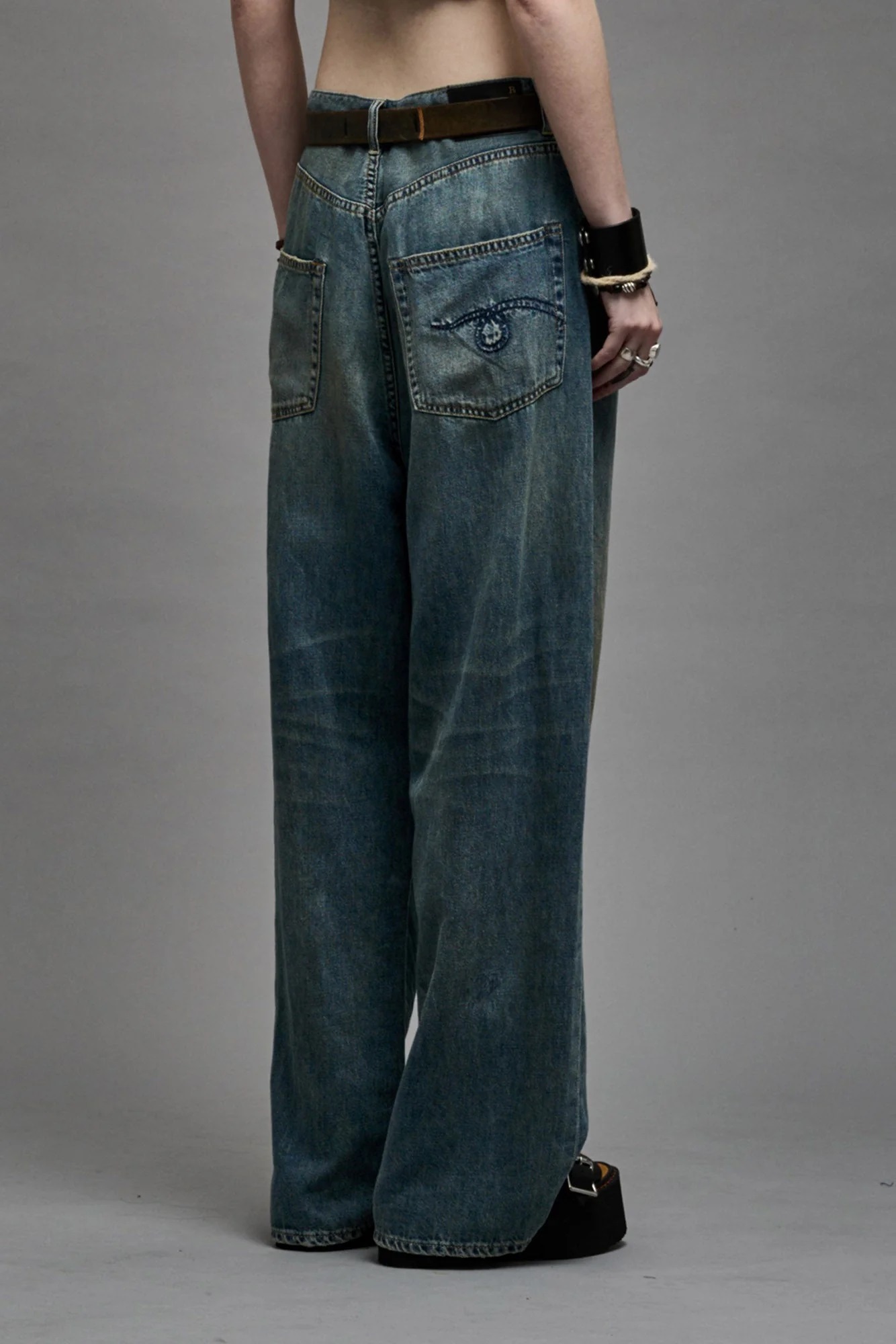 R13 Boyfriend Venti Jeans in Weber Linen Indigo 27