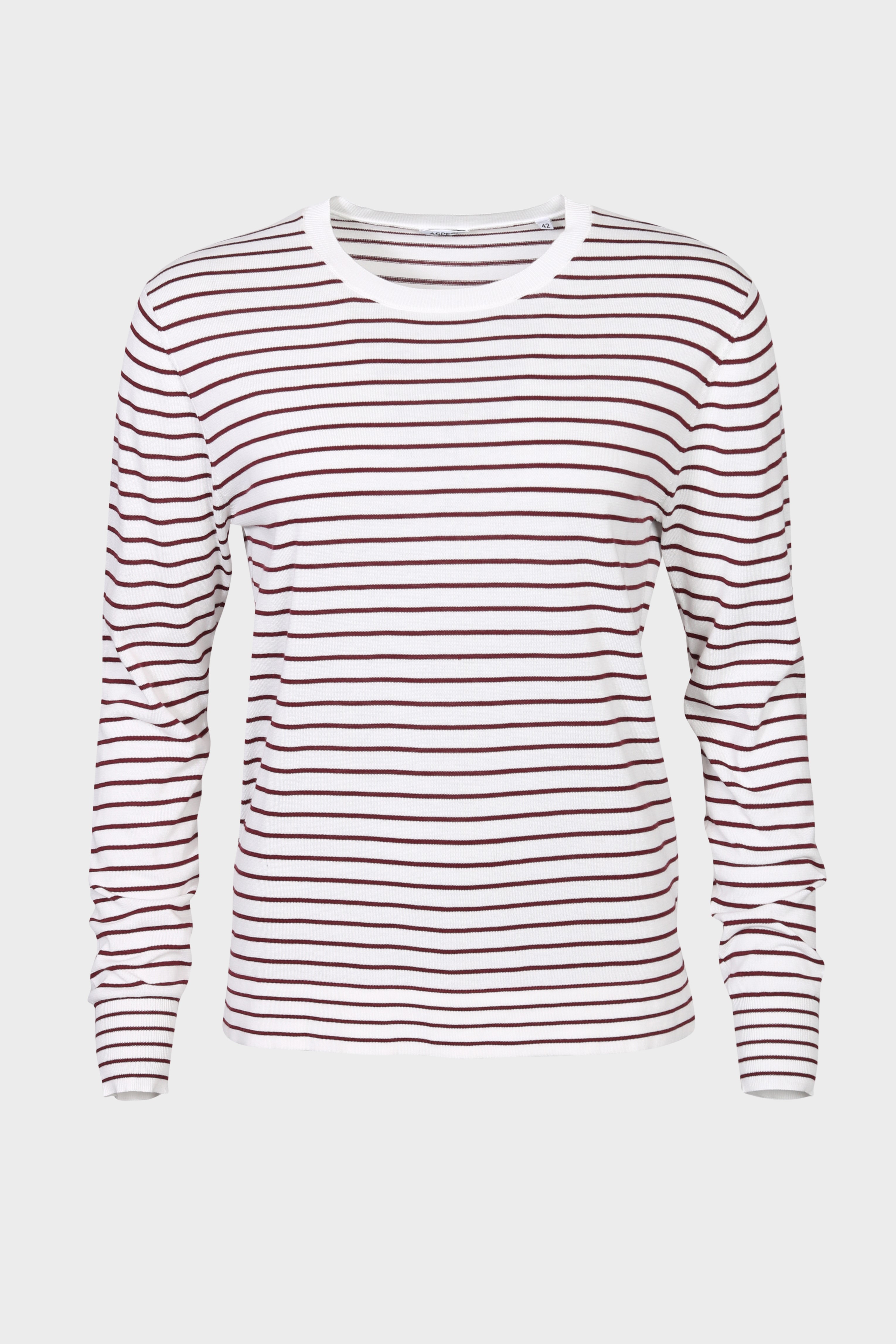 ASPESI Striped Cotton Sweater White/Bordeaux