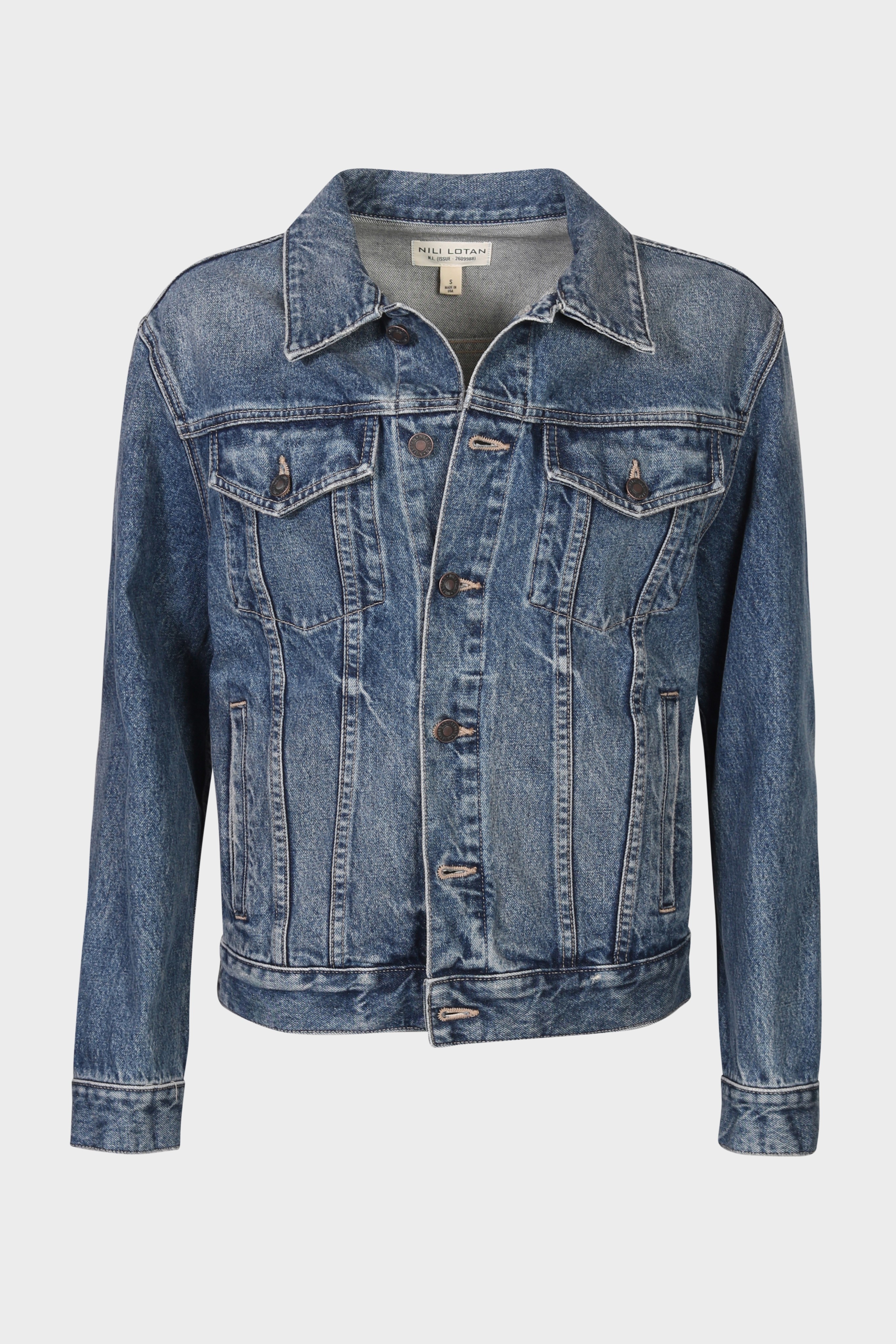 NILI LOTAN Hubert Denim Jacket in Ocean Wash XS